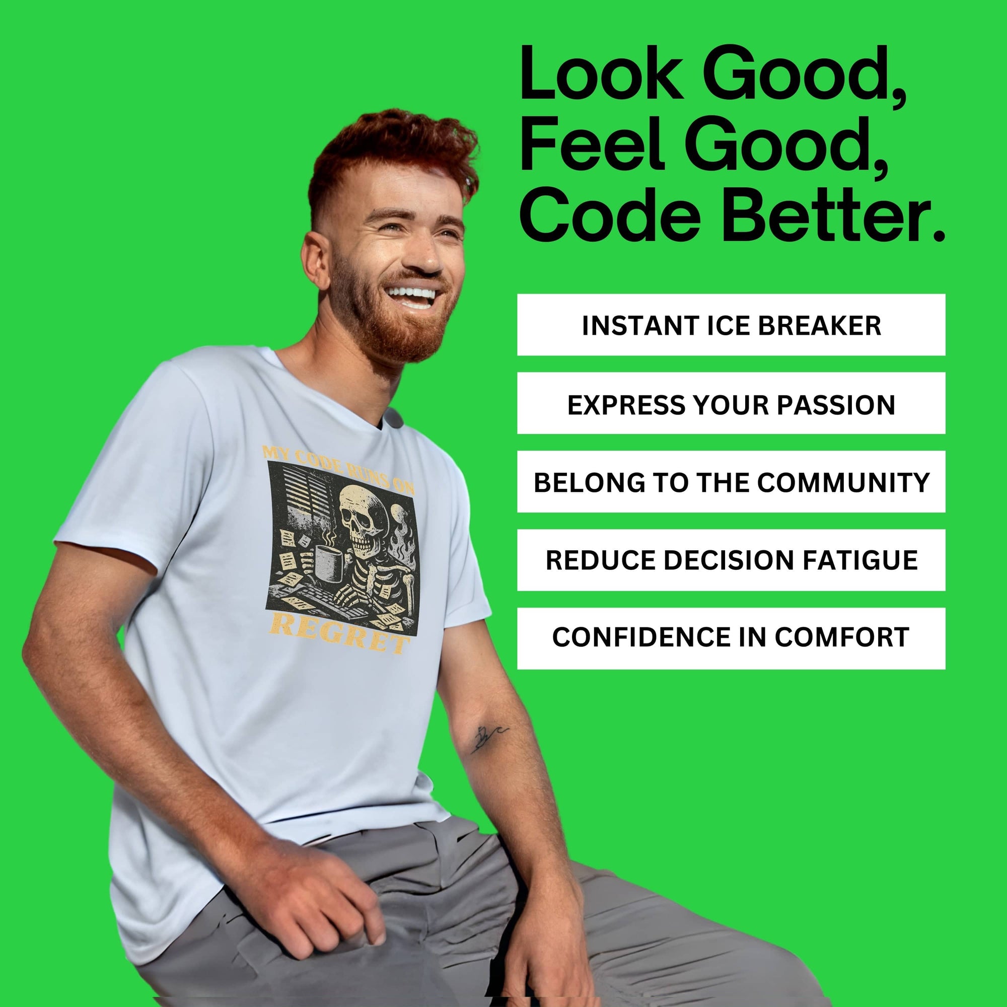 my code runs on regret skeleton shirt