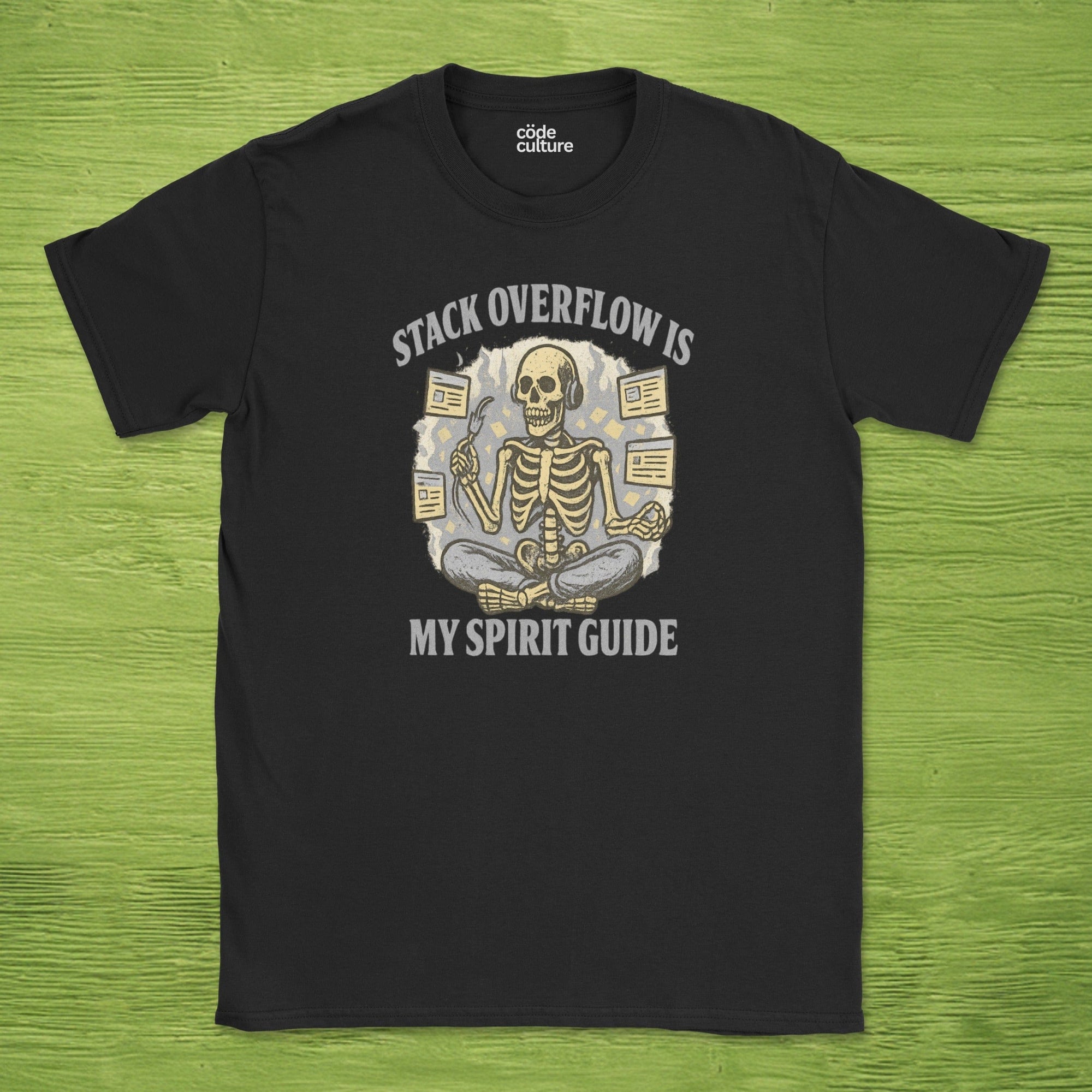stack overflow is my spirit guide skeleton shirt