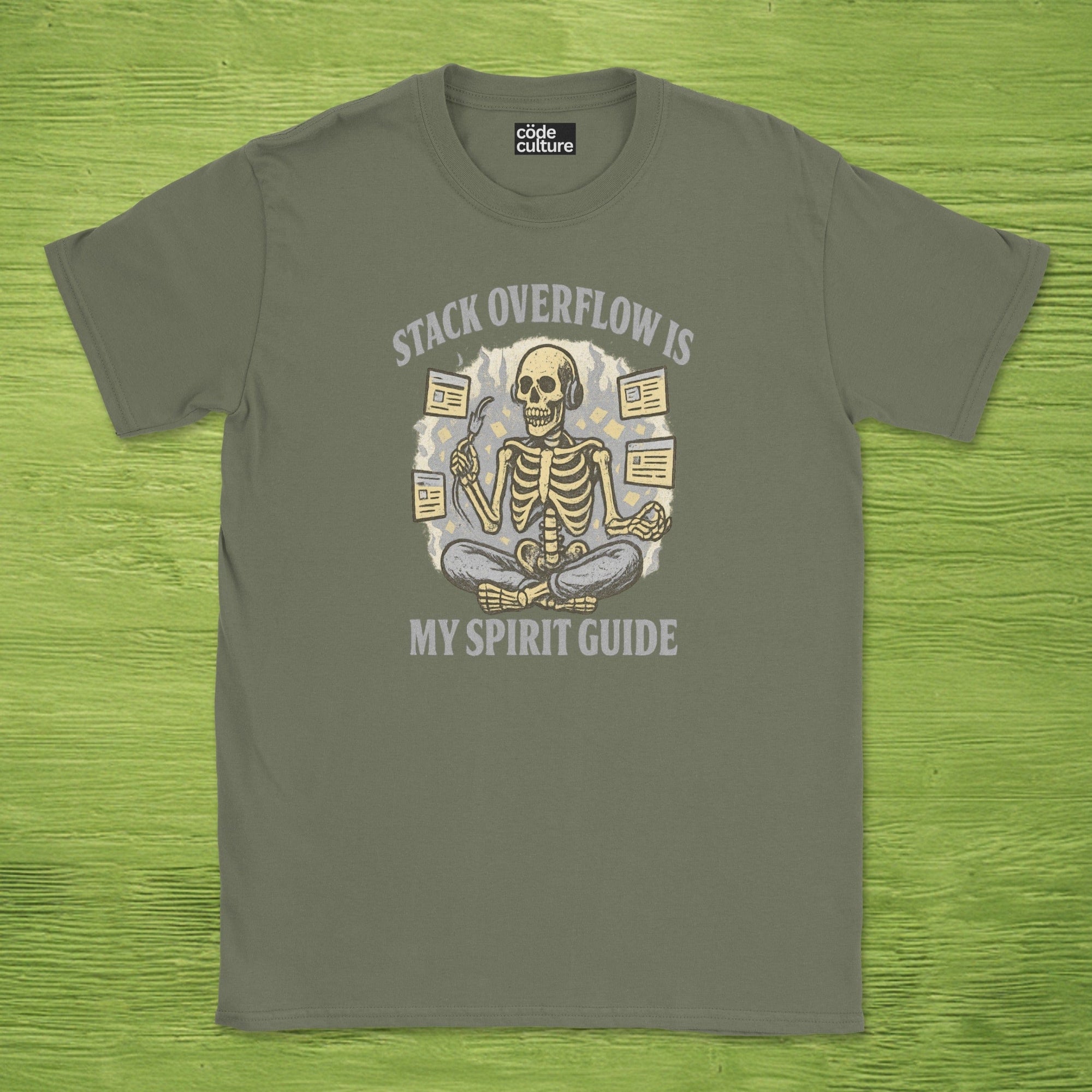 stack overflow is my spirit guide skeleton shirt