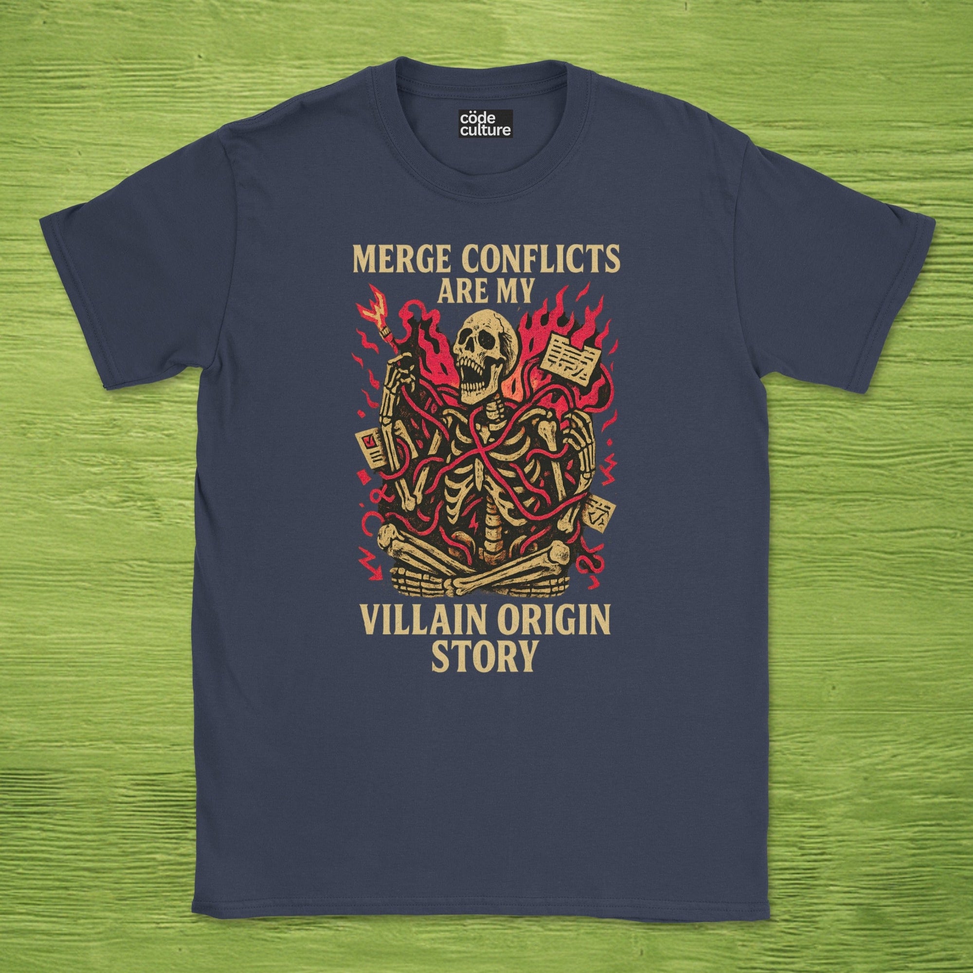 merge conflicts are my villain origin story skeleton shirt