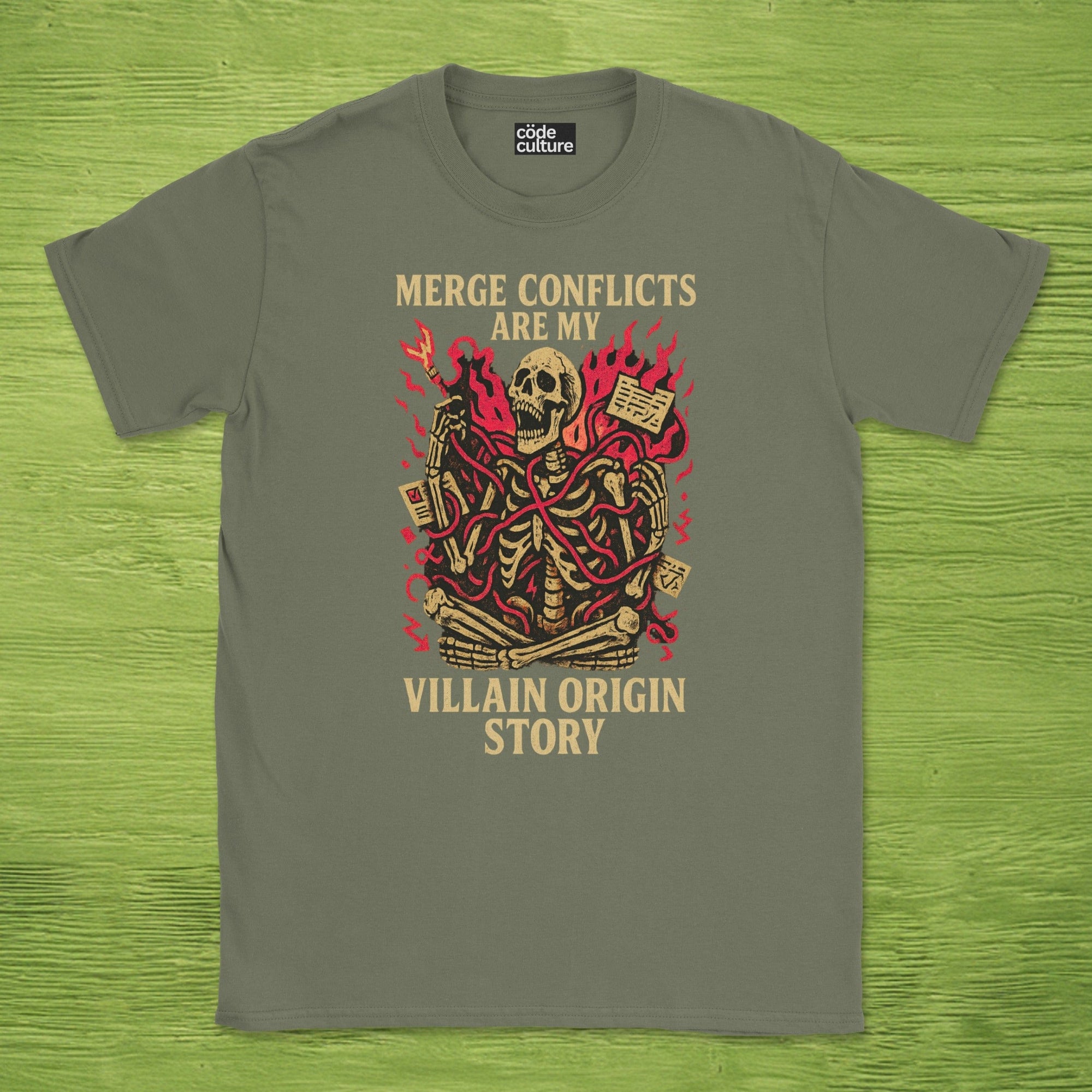 merge conflicts are my villain origin story skeleton shirt