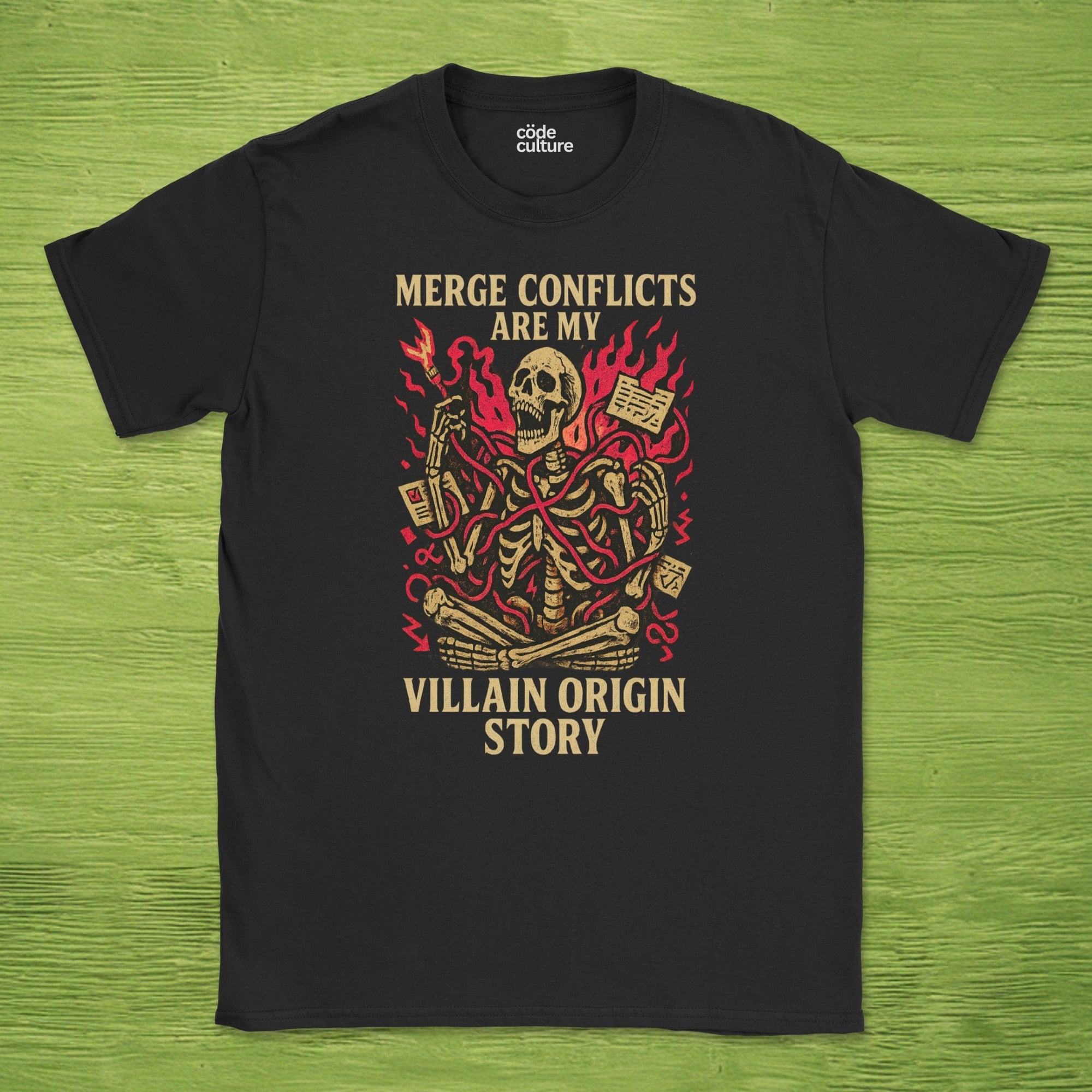 merge conflicts are my villain origin story skeleton shirt