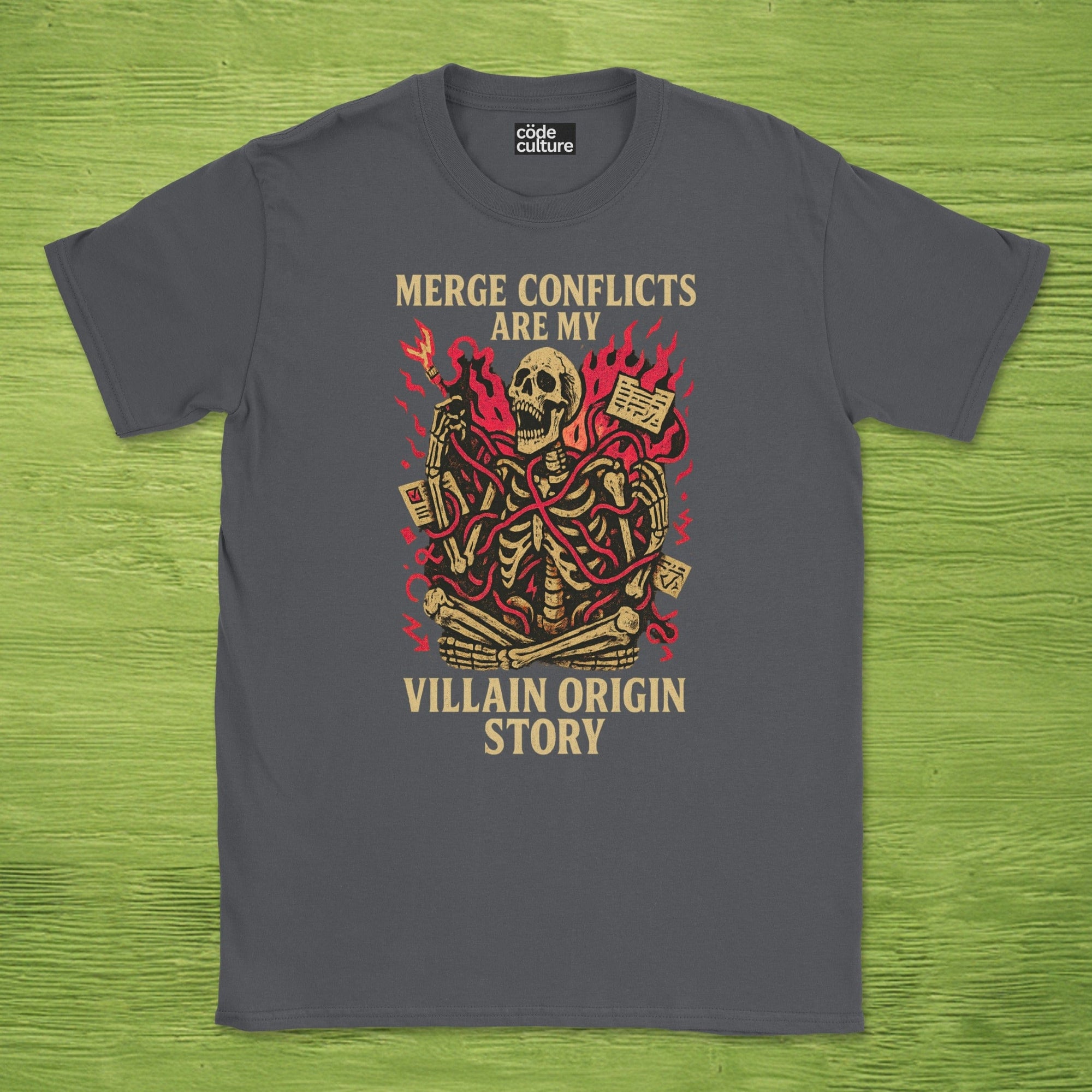 merge conflicts are my villain origin story skeleton shirt
