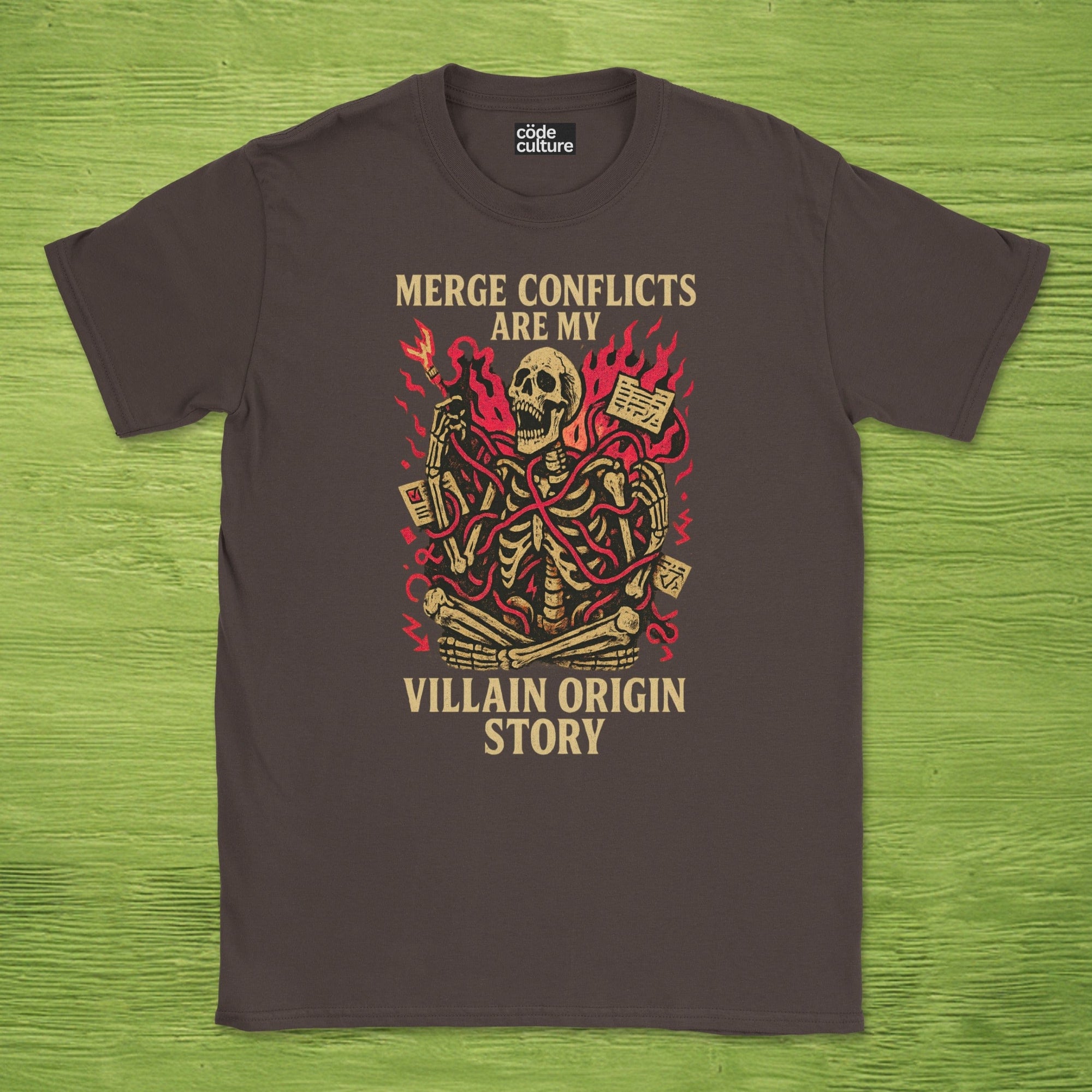 merge conflicts are my villain origin story skeleton shirt