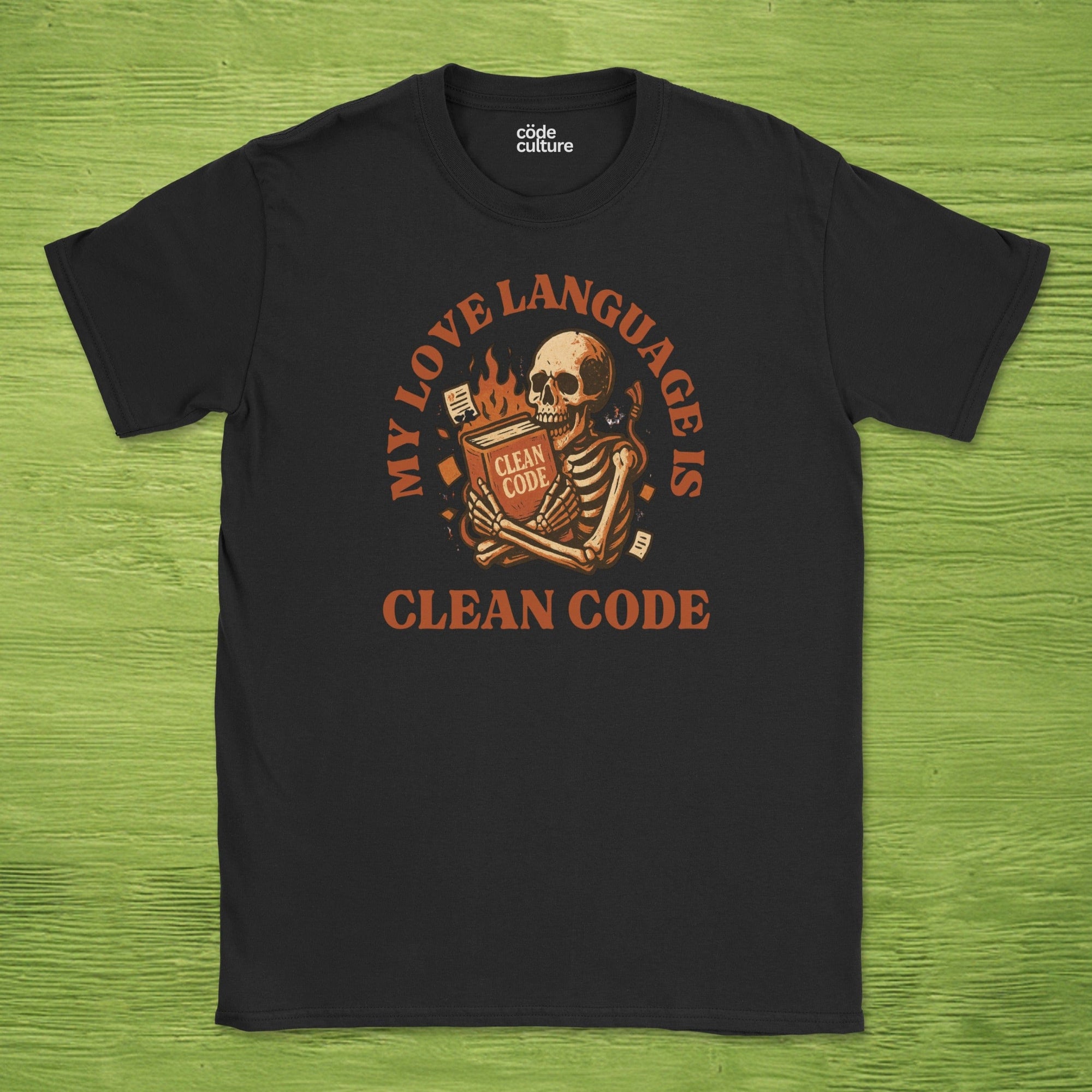 my love language is clean code skeleton shirt