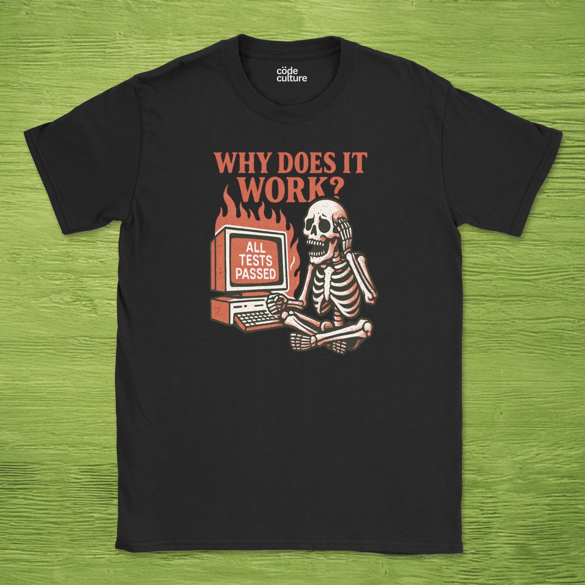 why does it work? all tests passed skeleton shirt