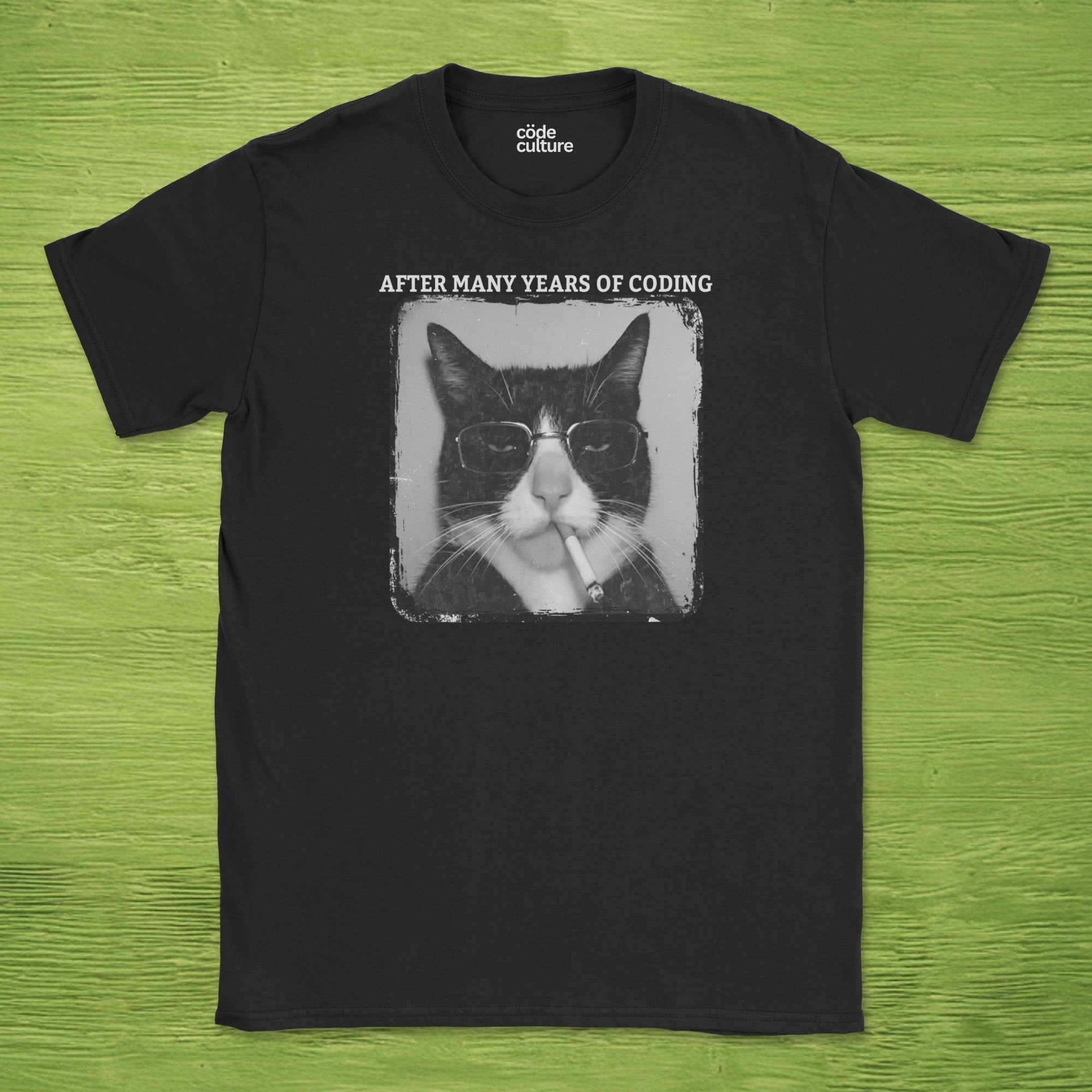 cat after many years of coding shirt