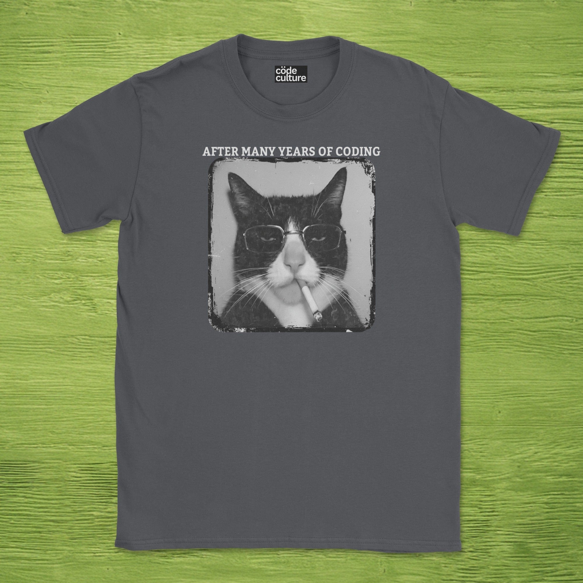 cat after many years of coding shirt