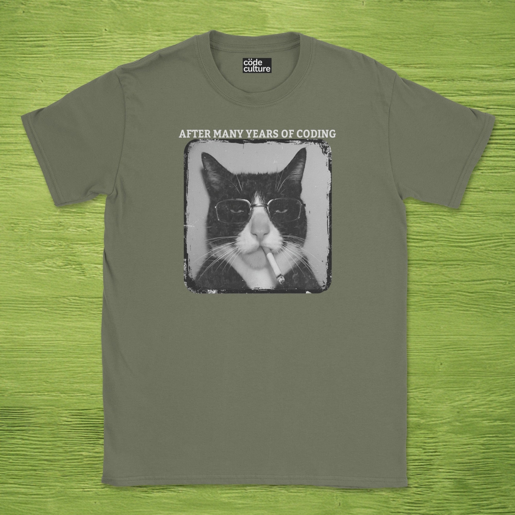 cat after many years of coding shirt