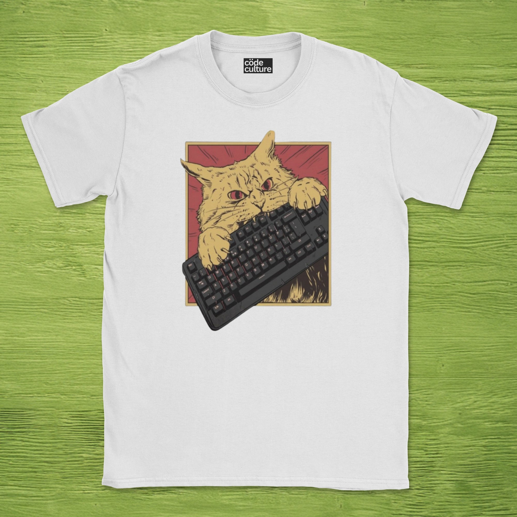 cat biting keyboard shirt