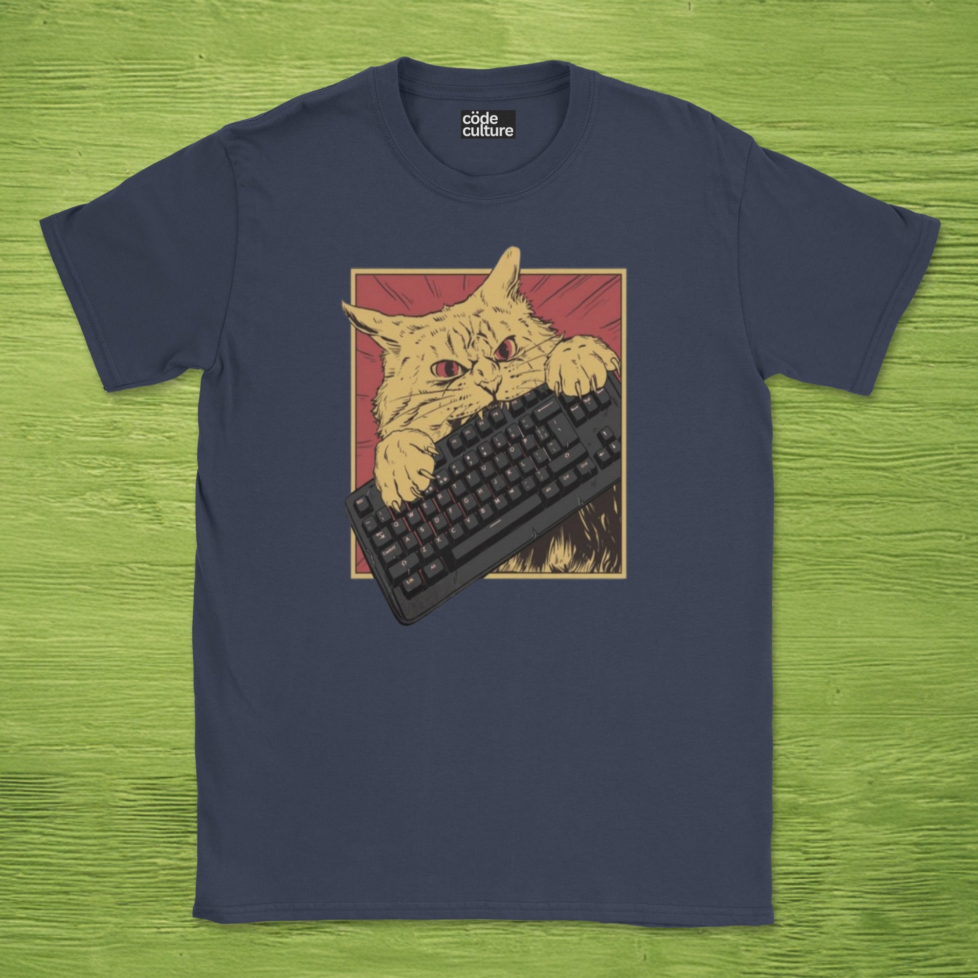 cat biting keyboard shirt
