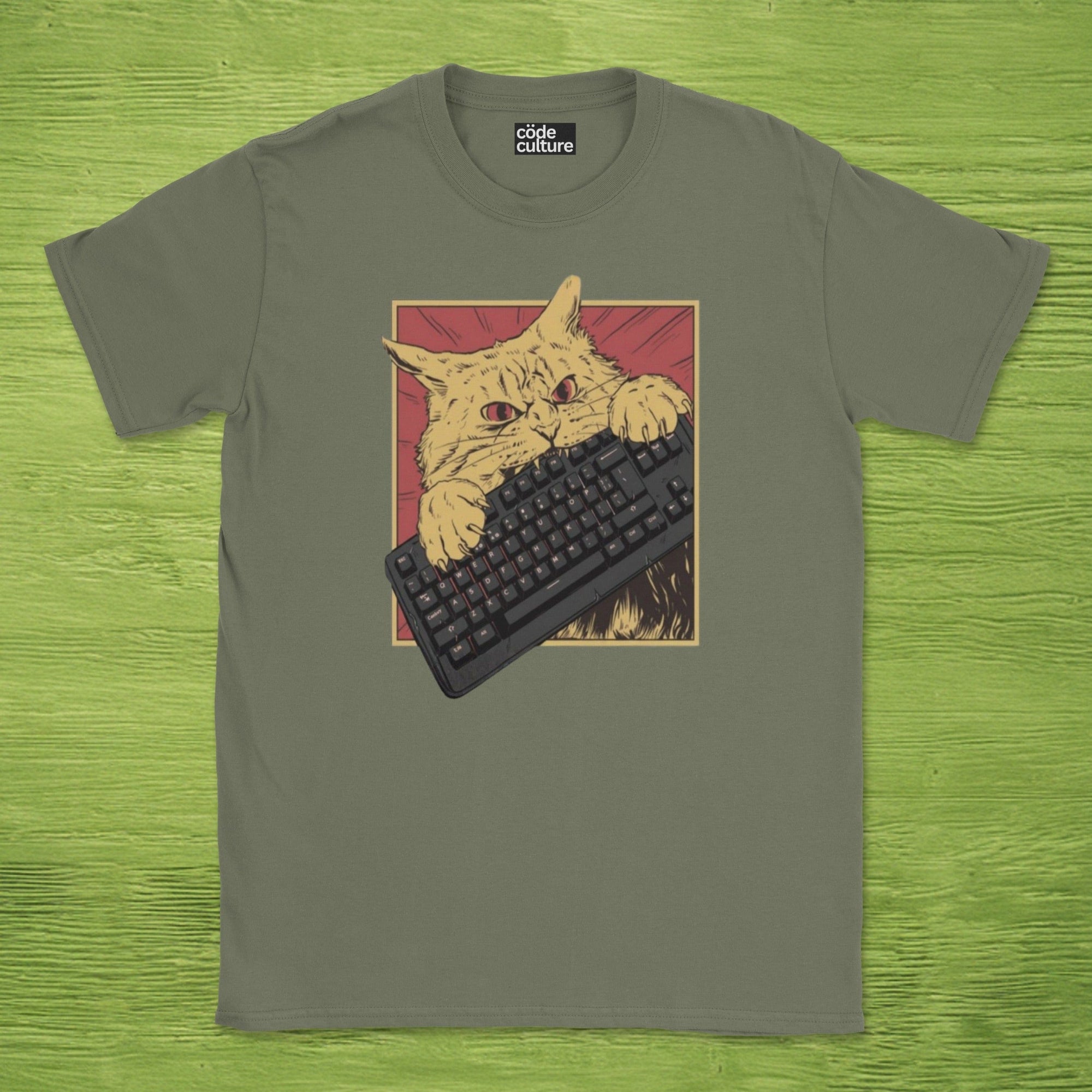 cat biting keyboard shirt
