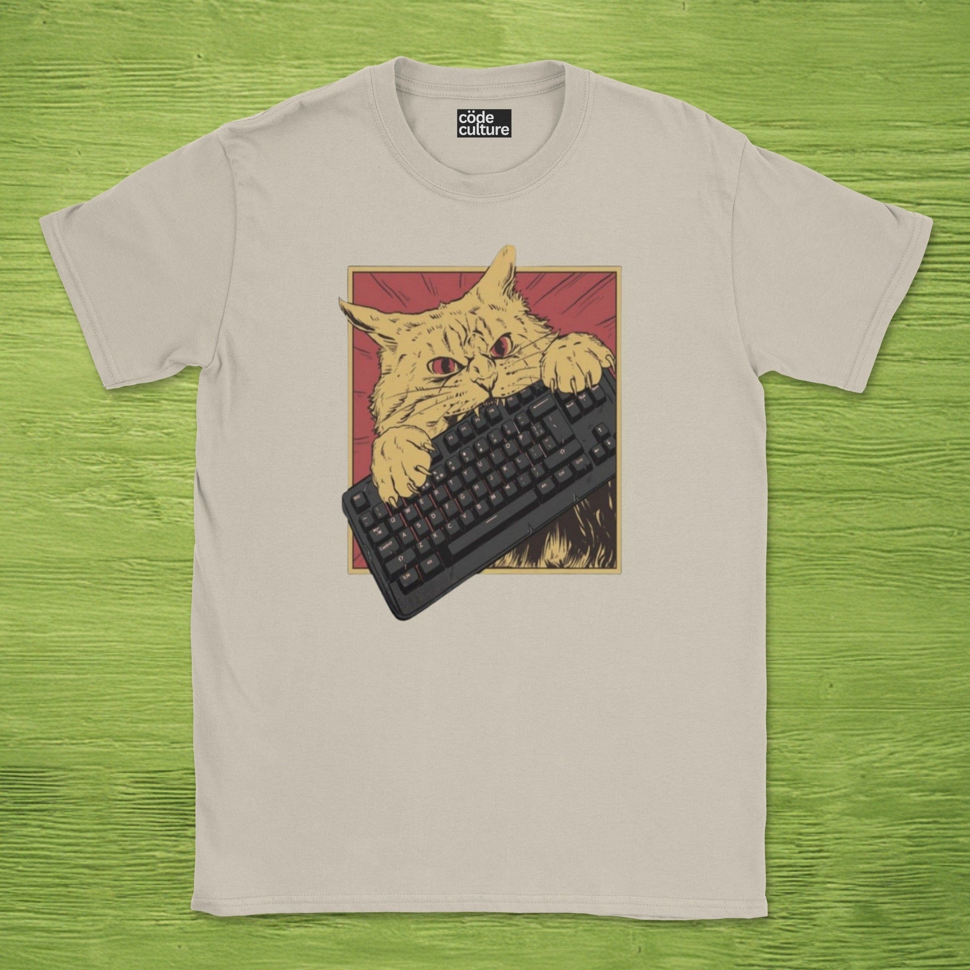 cat biting keyboard shirt