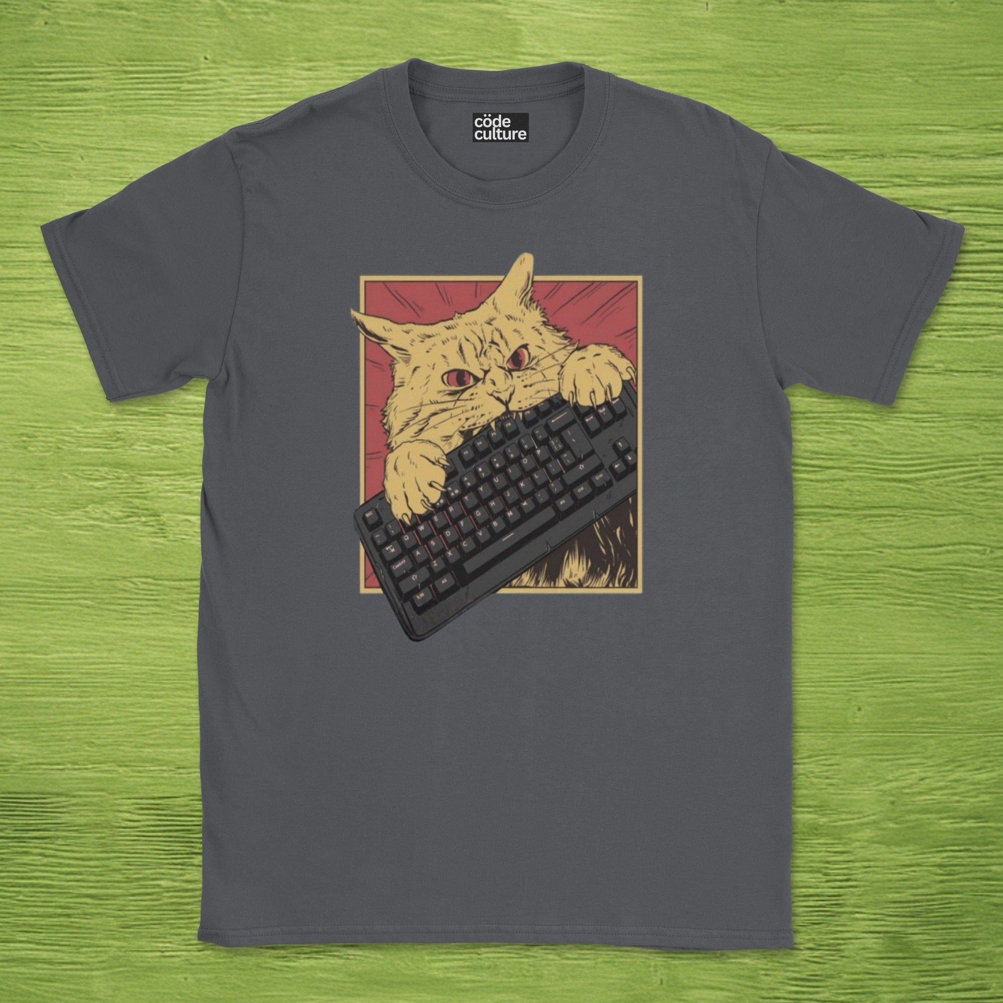 cat biting keyboard shirt