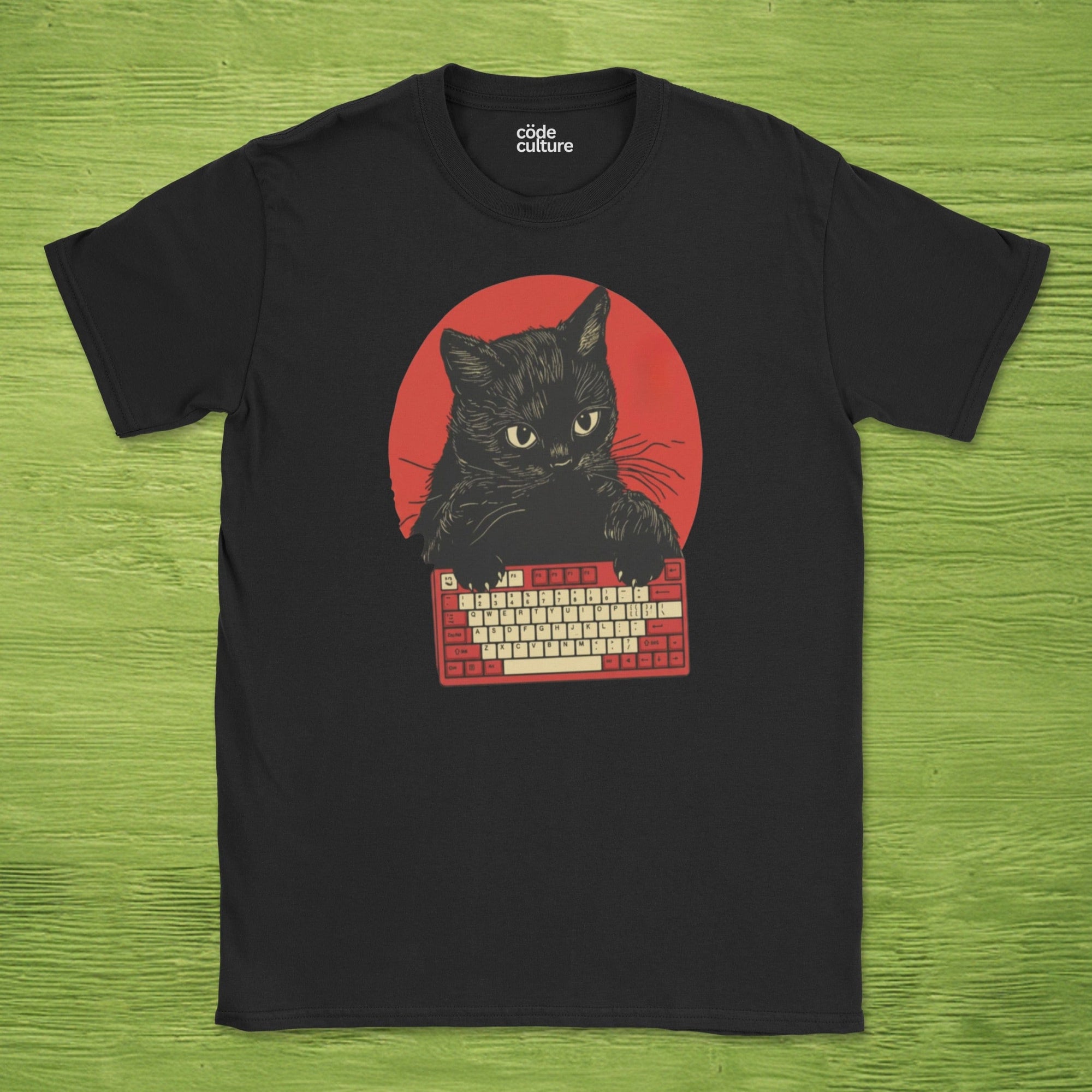 cat typing developer shirt