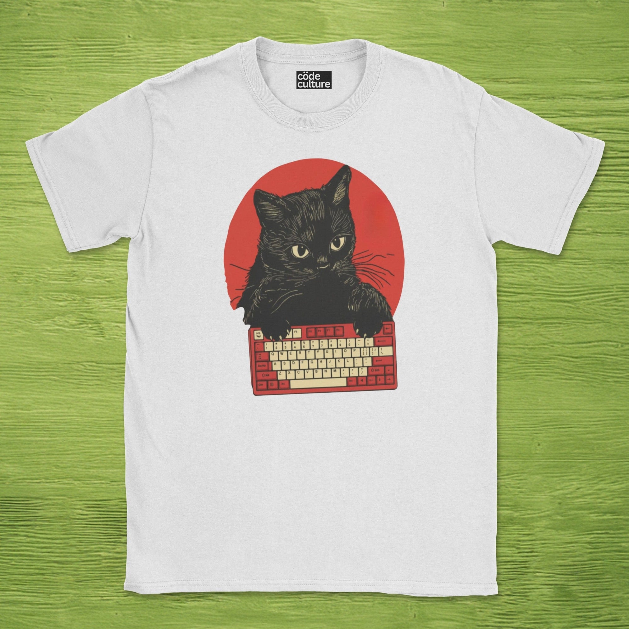 cat typing developer shirt