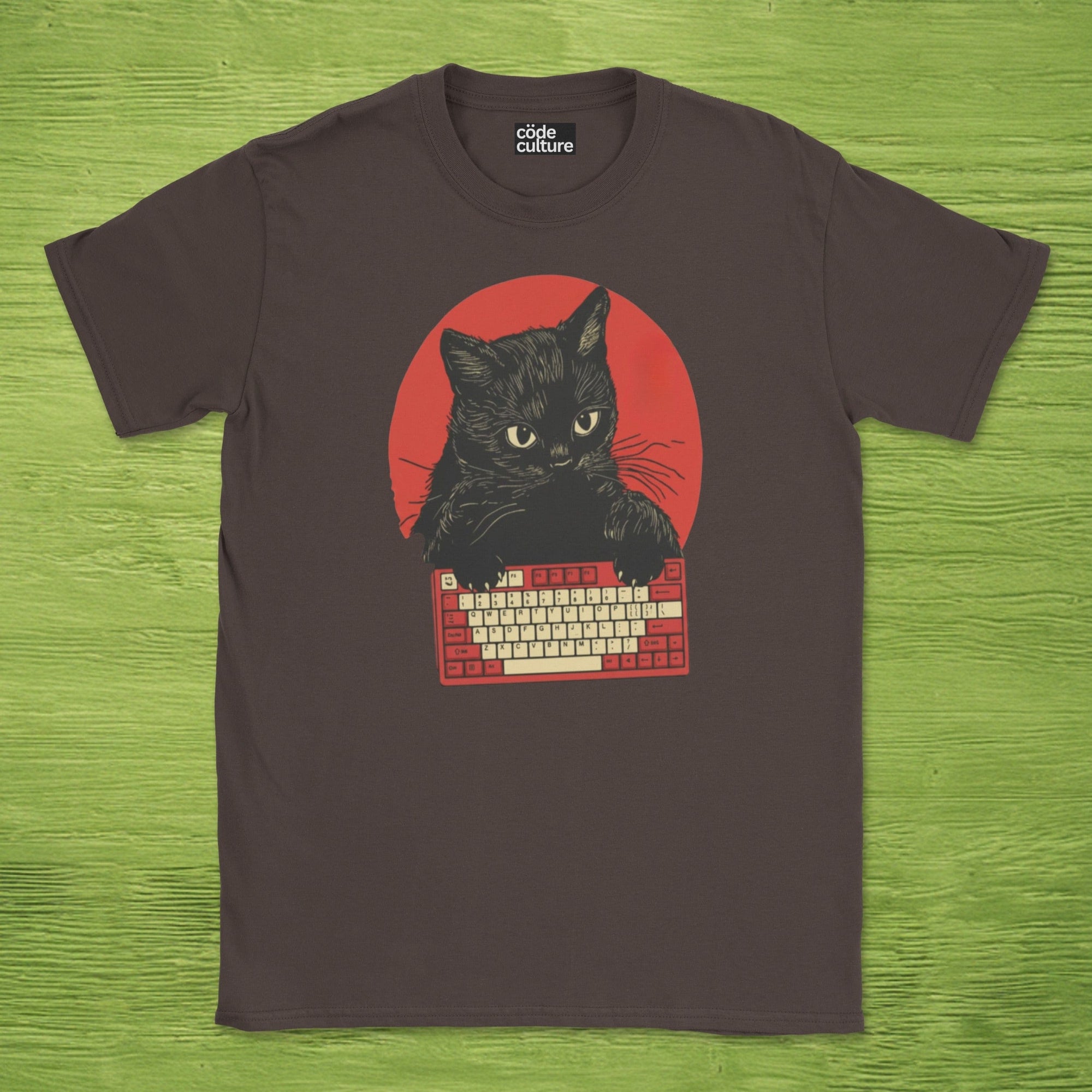 cat typing developer shirt
