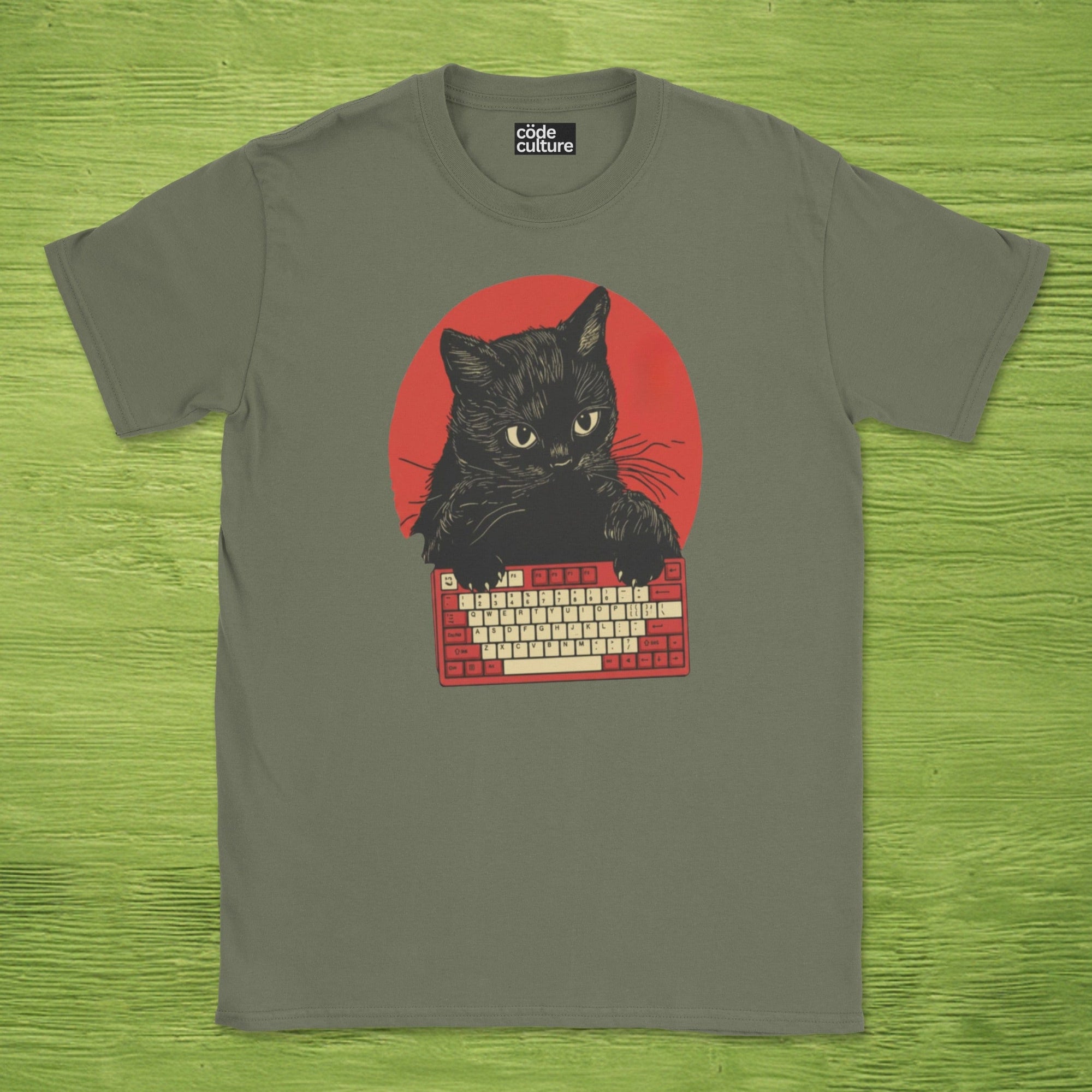 cat typing developer shirt