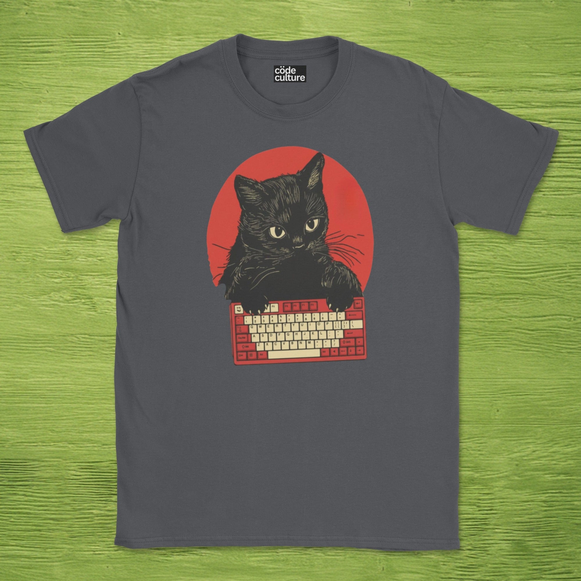cat typing developer shirt