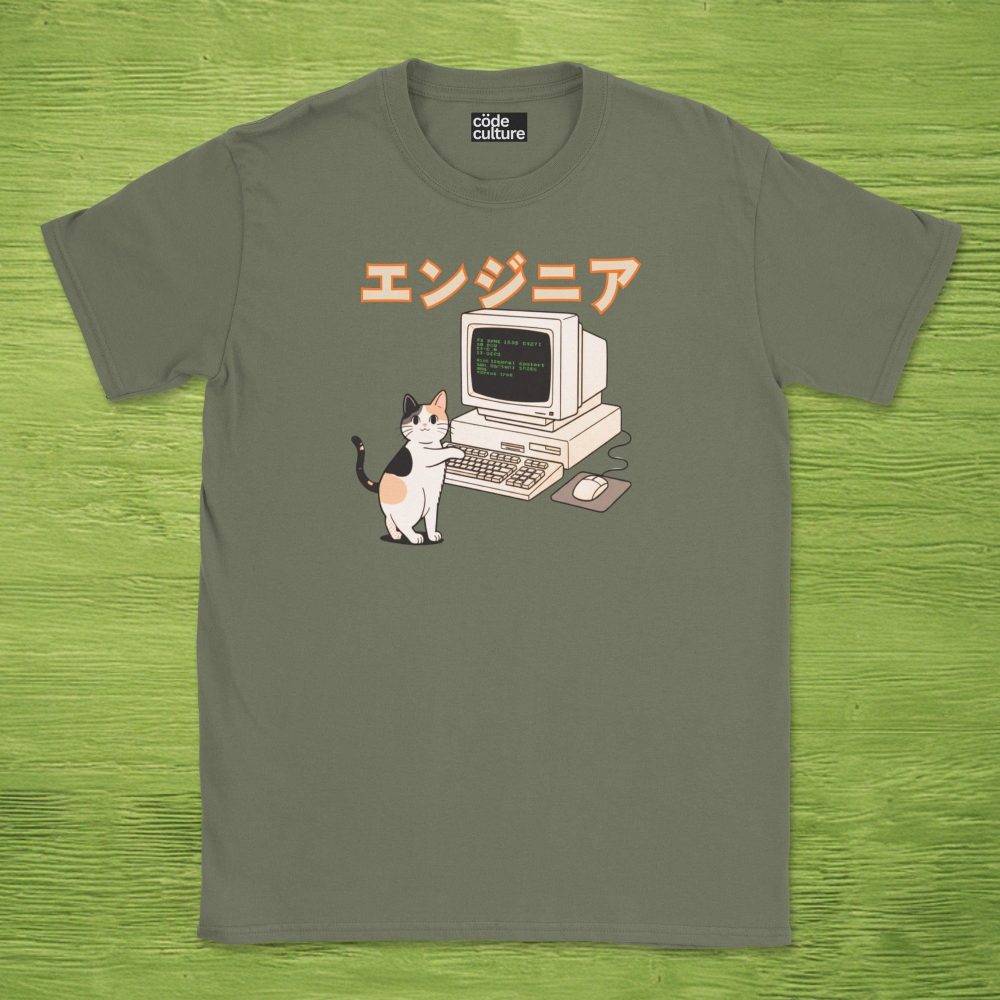 japanese cat engineer shirt