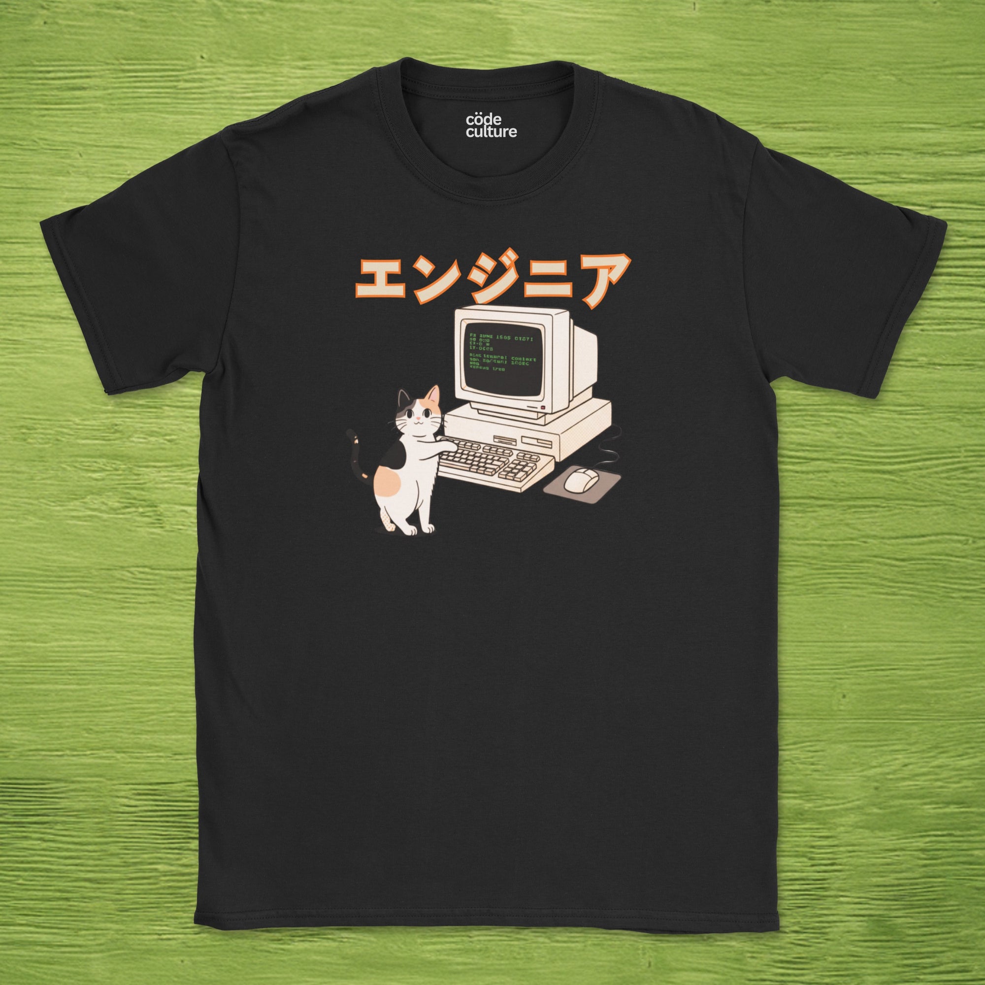 japanese cat engineer shirt