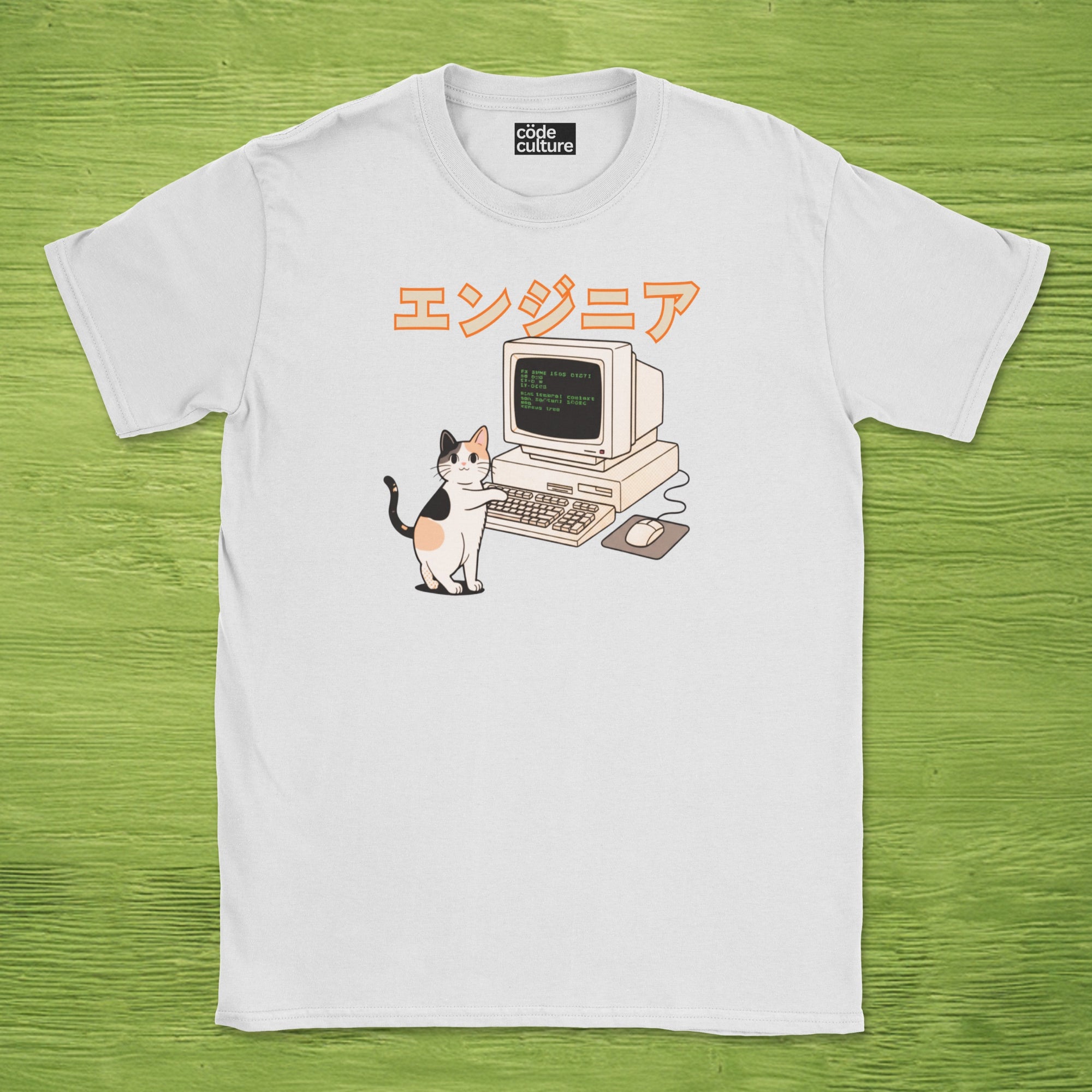 japanese cat engineer shirt