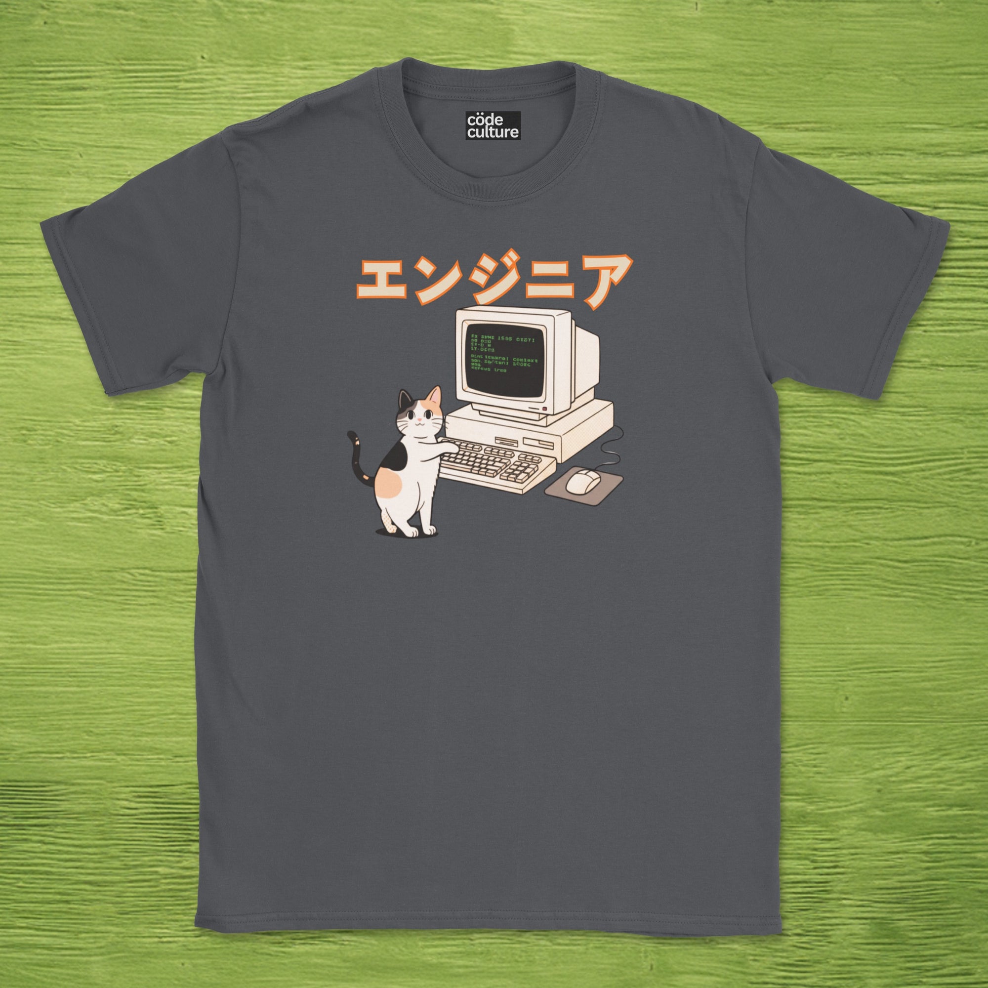 japanese cat engineer shirt