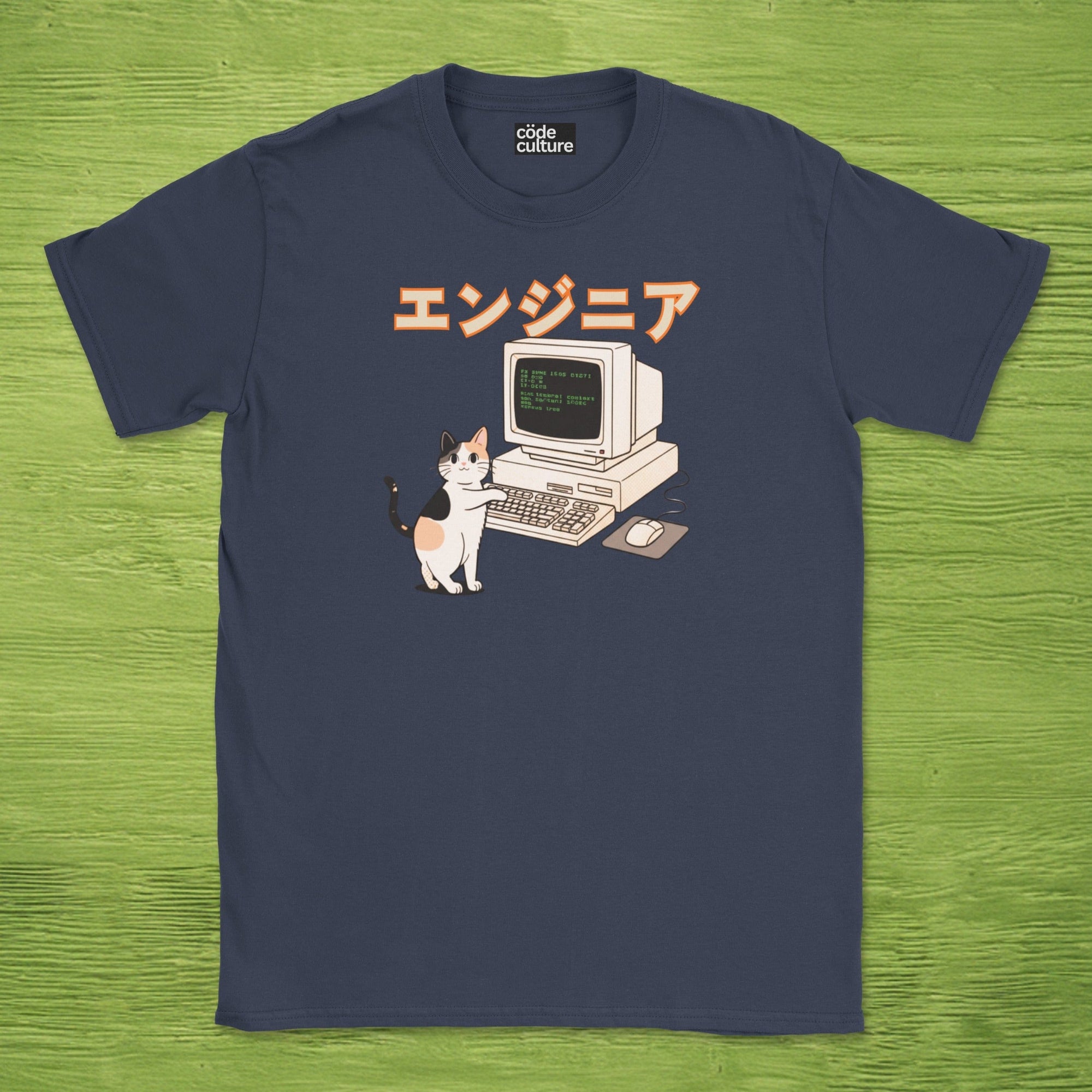 japanese cat engineer shirt