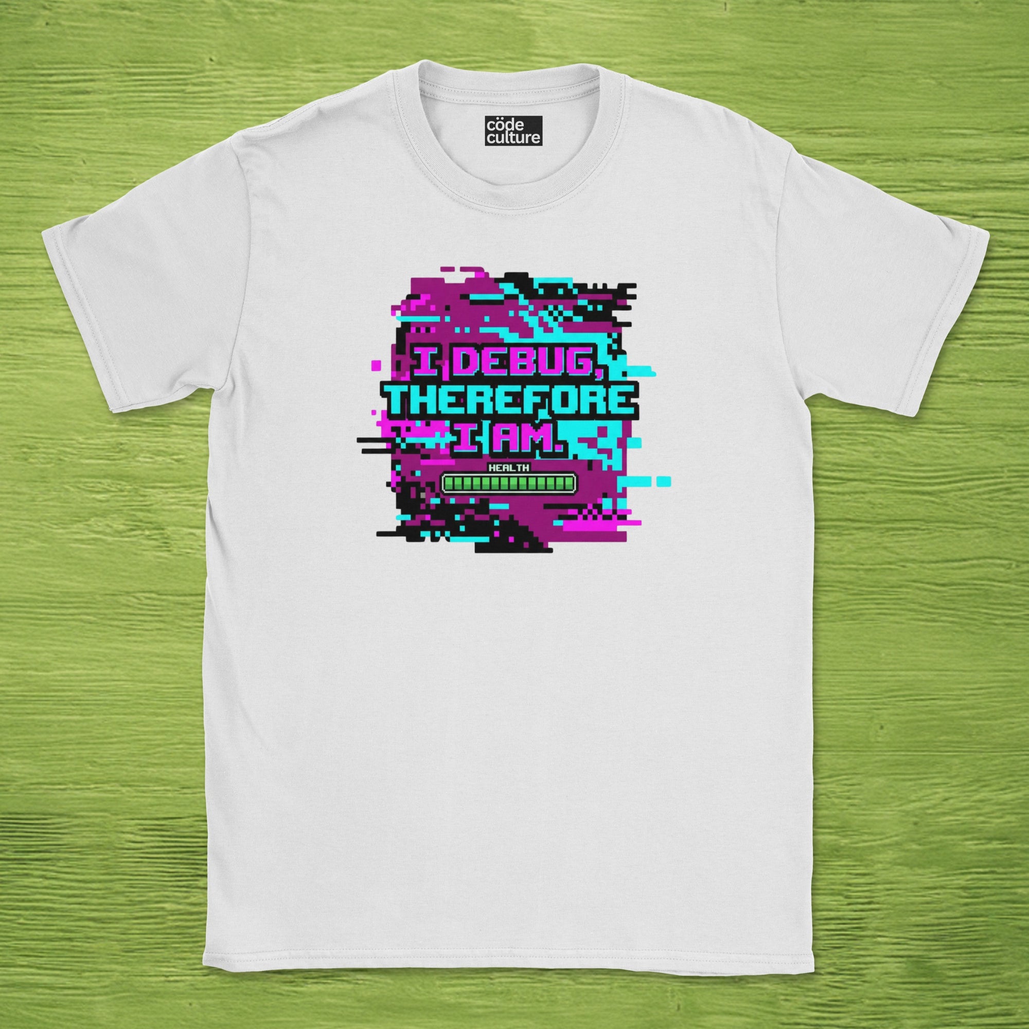 i debug therefore i am glitch shirt