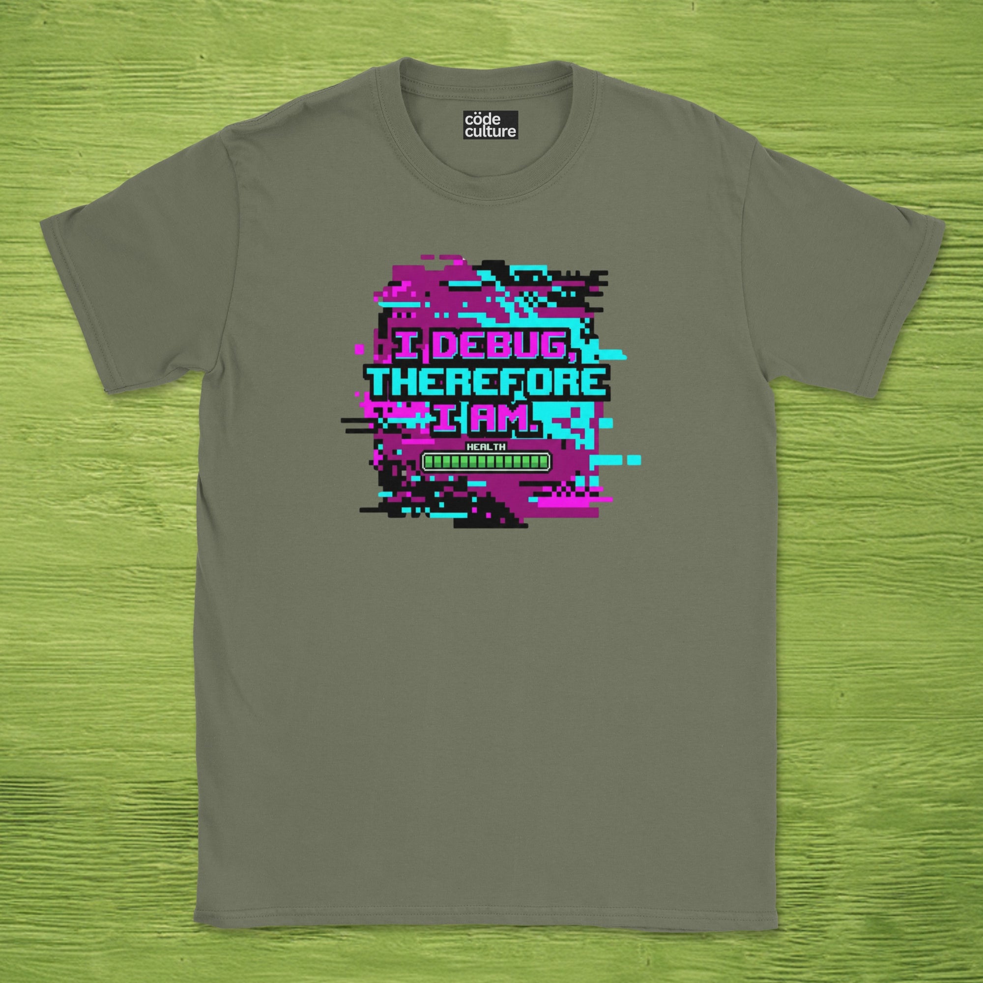 i debug therefore i am glitch shirt