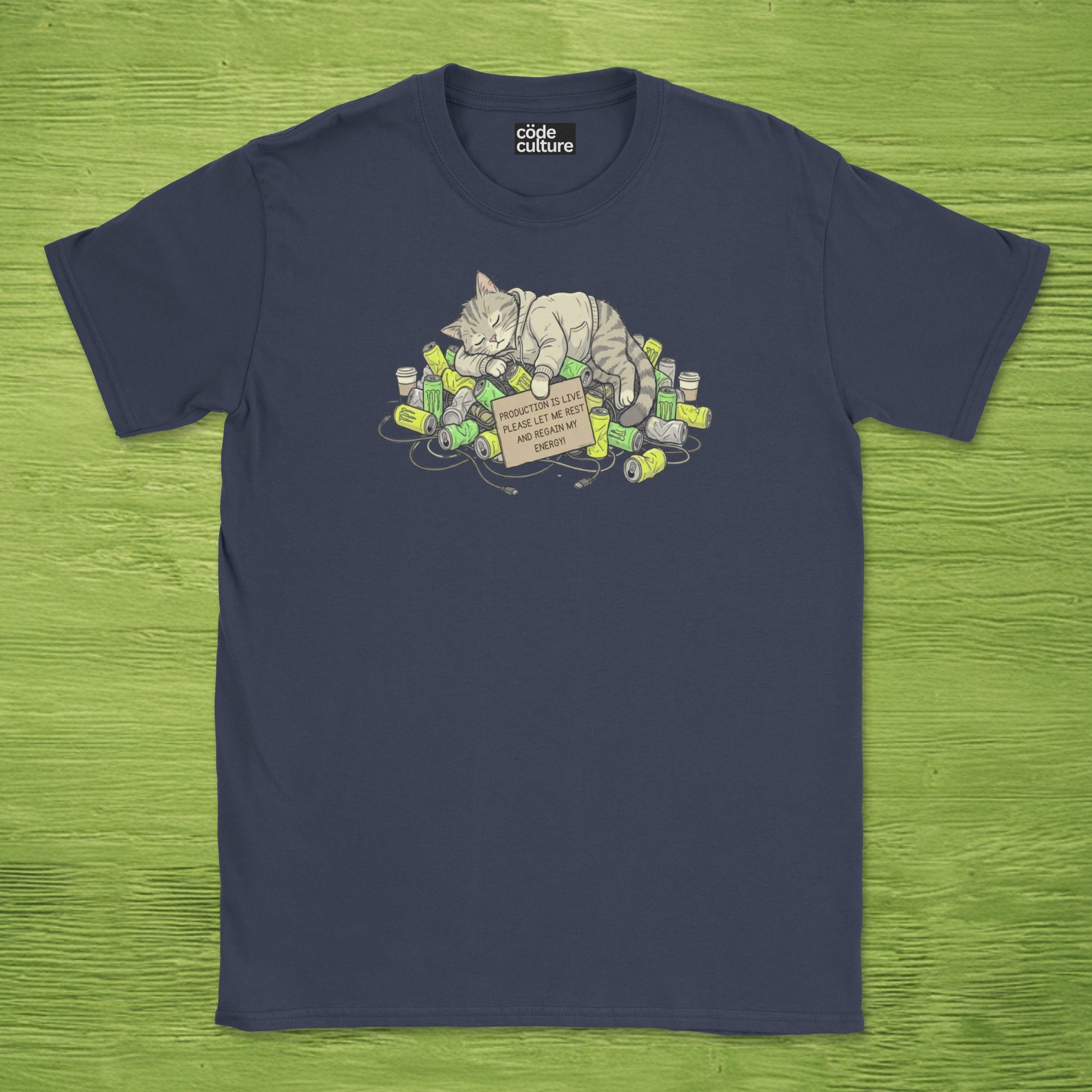 resting cat engineer shirt