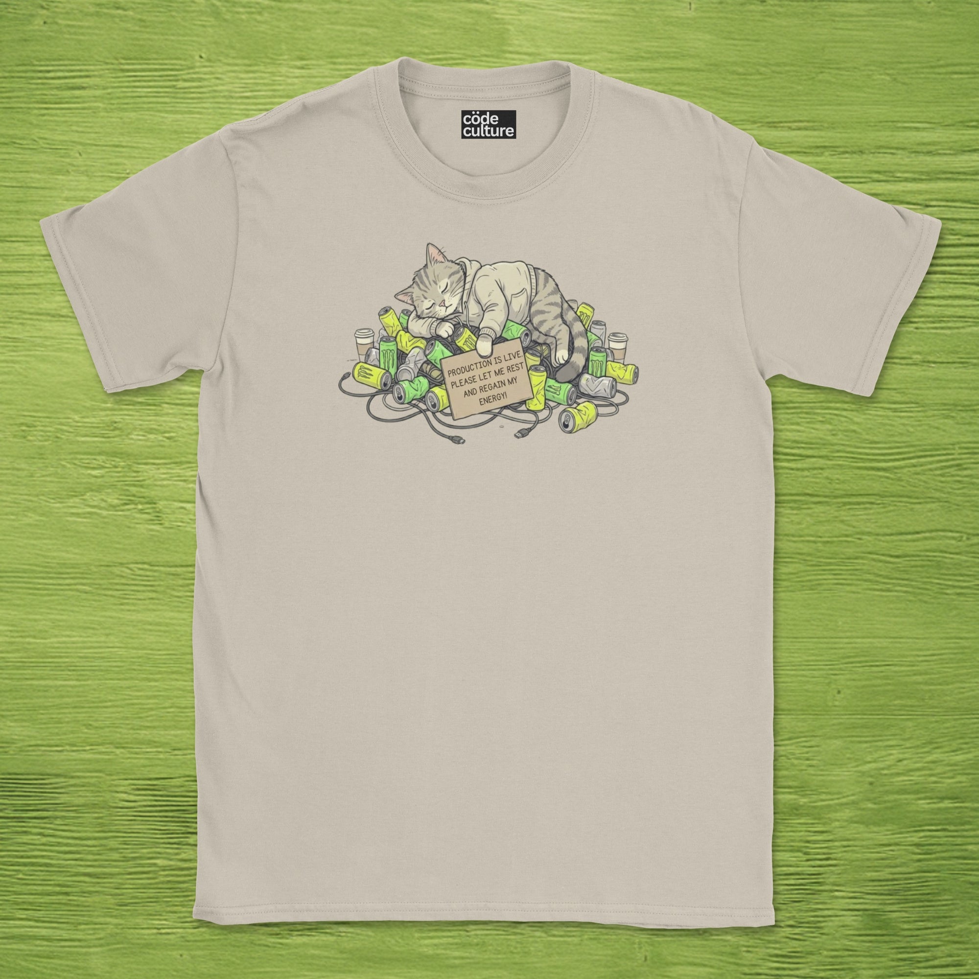 resting cat engineer shirt