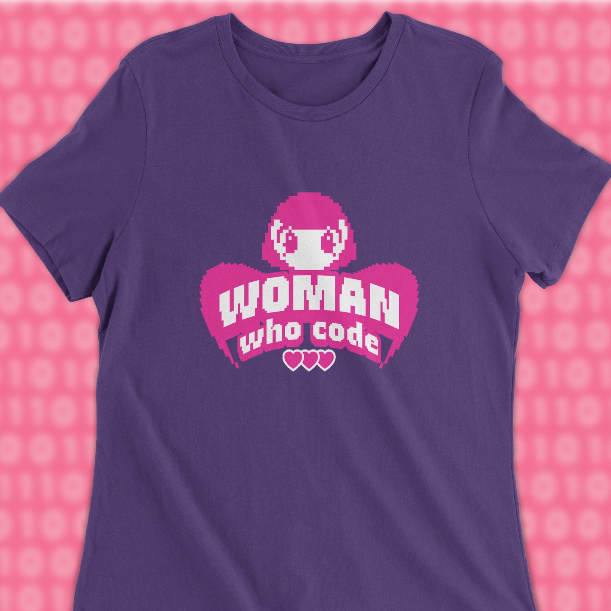 pixel angel woman who code women shirt