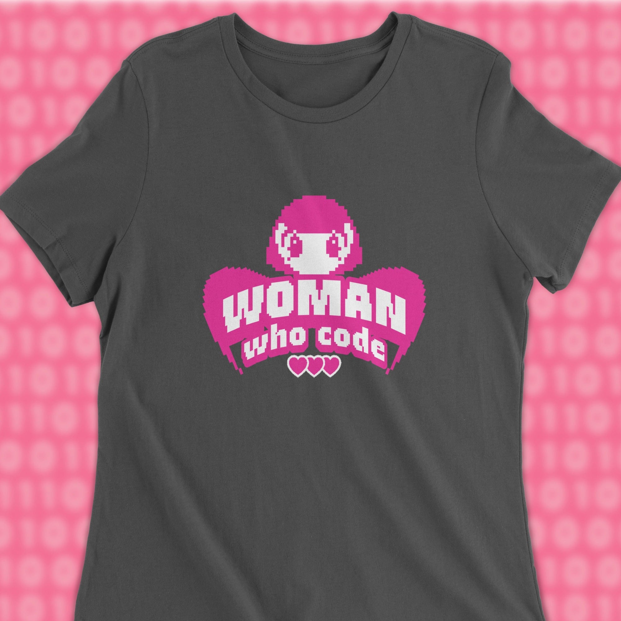 pixel angel woman who code women shirt