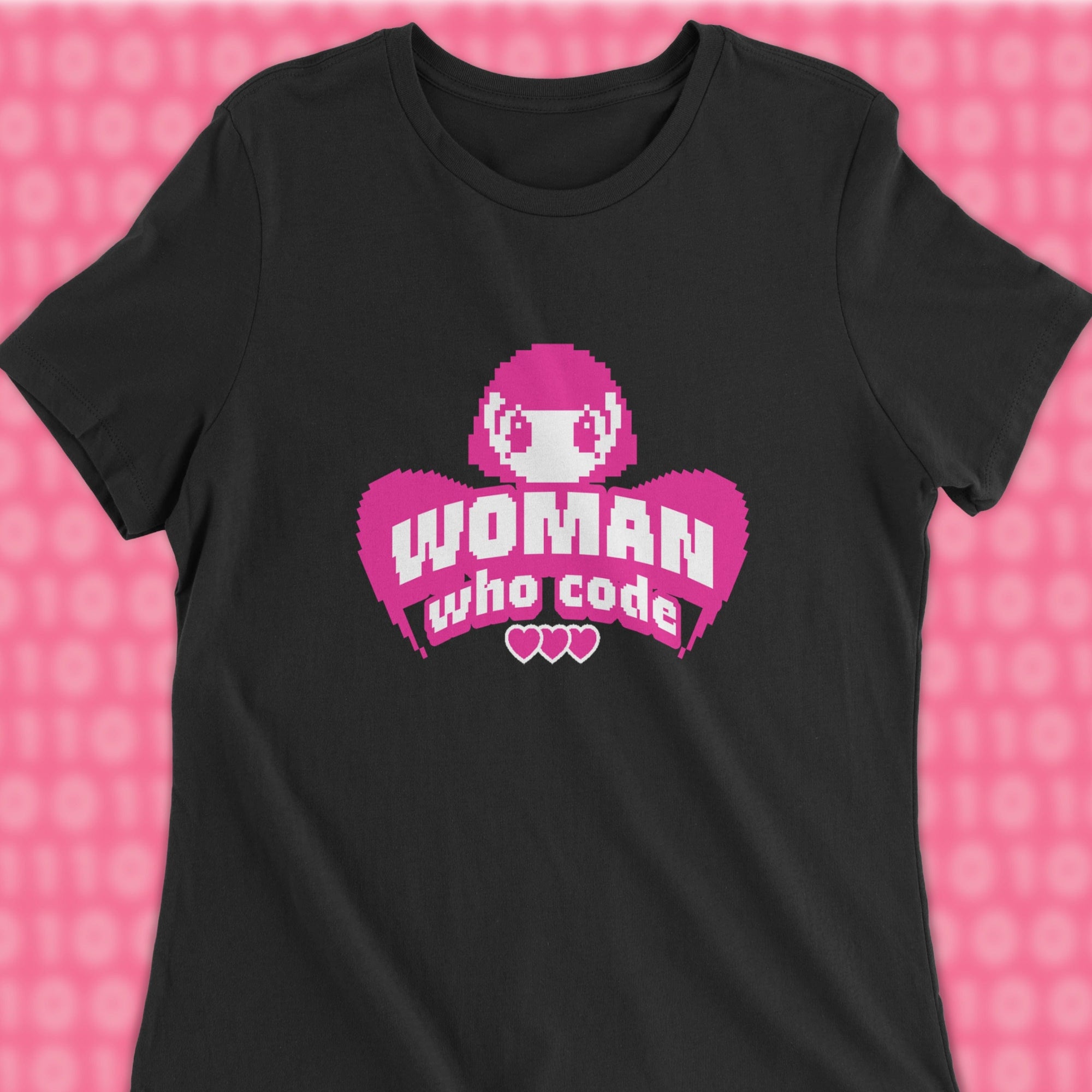 pixel angel woman who code women shirt