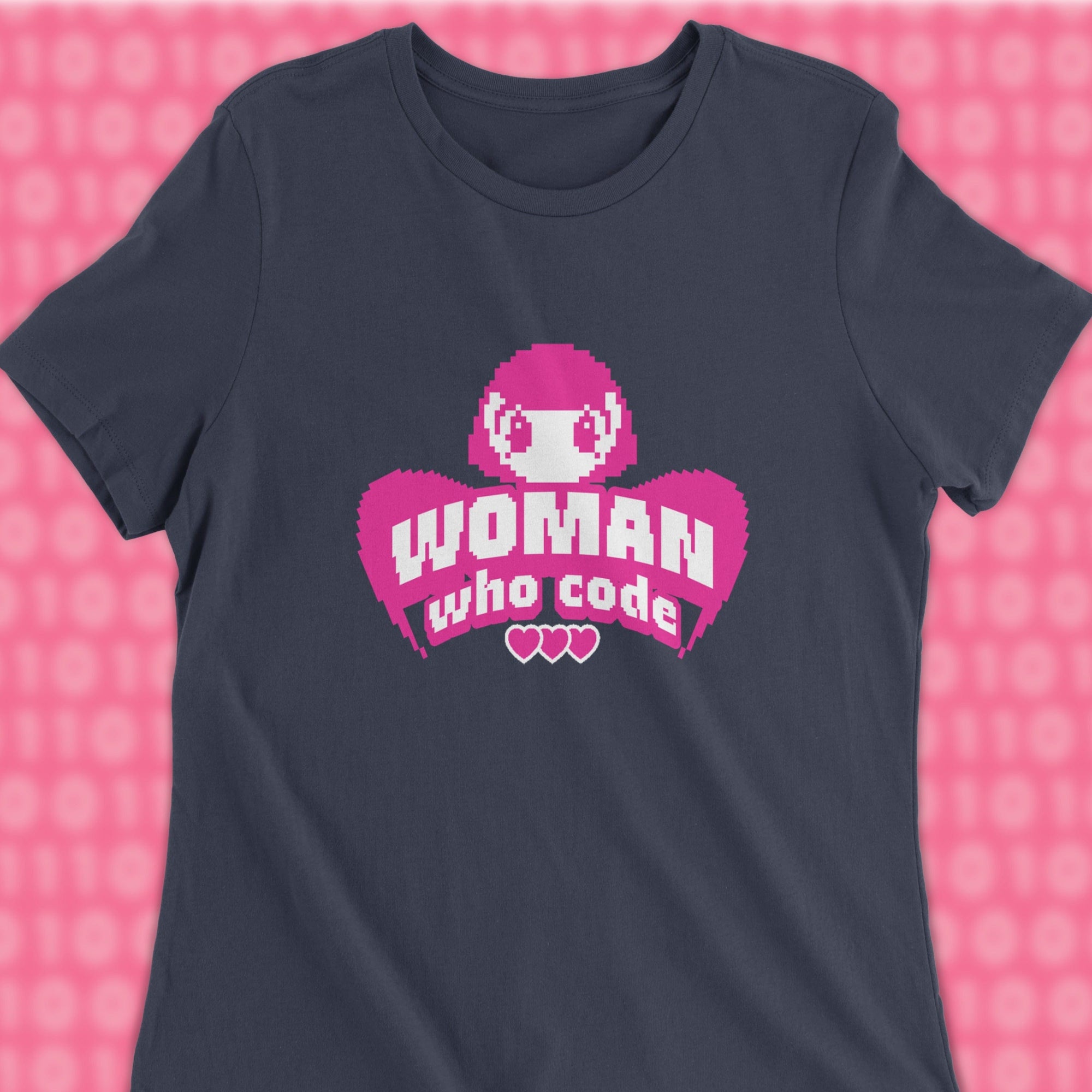 pixel angel woman who code women shirt