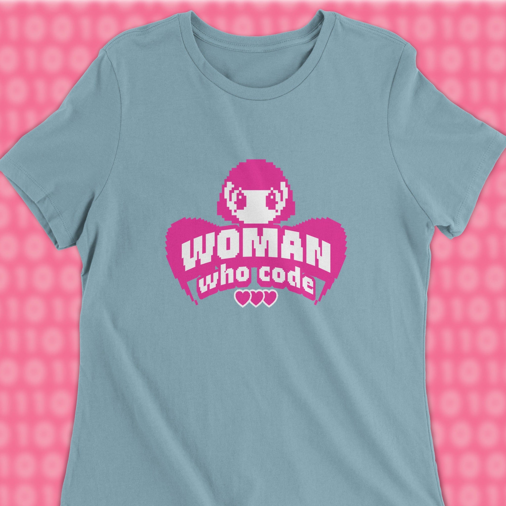 pixel angel woman who code women shirt
