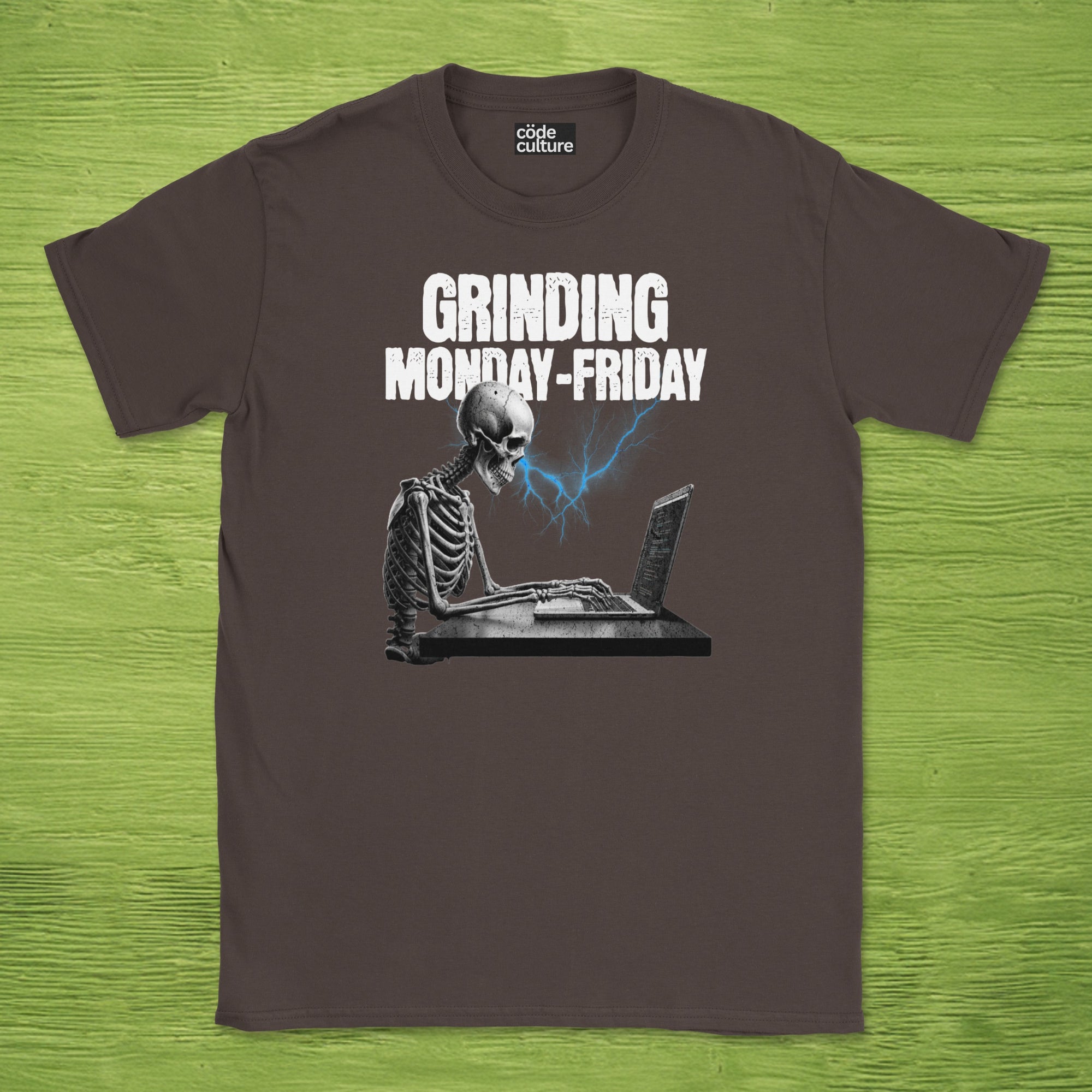 grinding monday to friday skeleton shirt