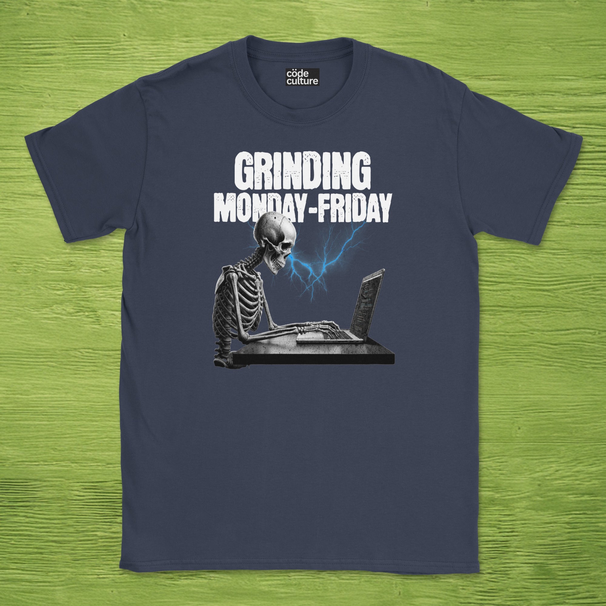 grinding monday to friday skeleton shirt