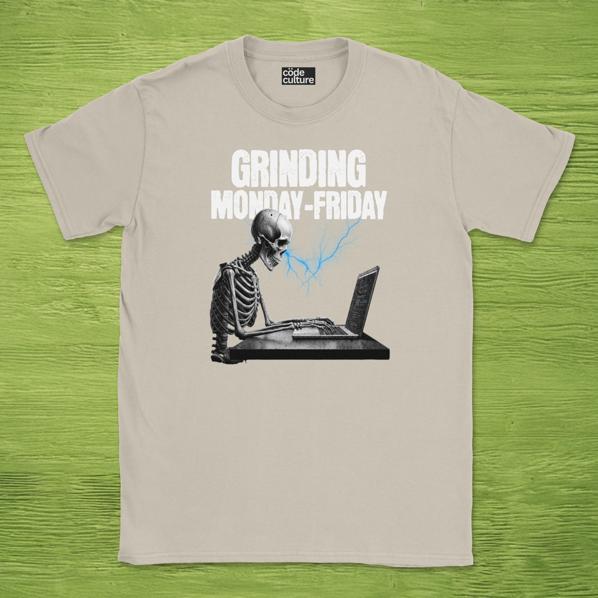 grinding monday to friday skeleton shirt