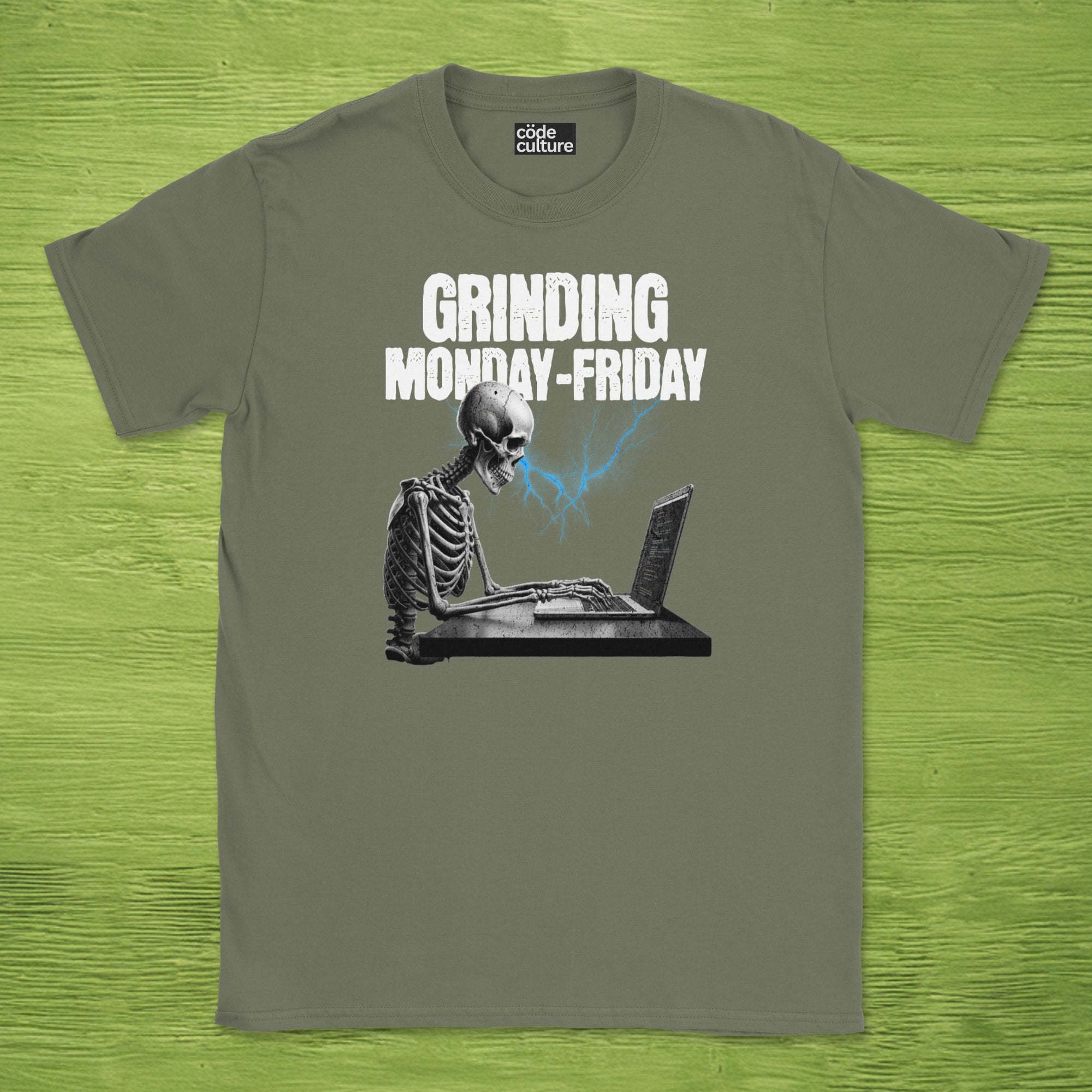 grinding monday to friday skeleton shirt