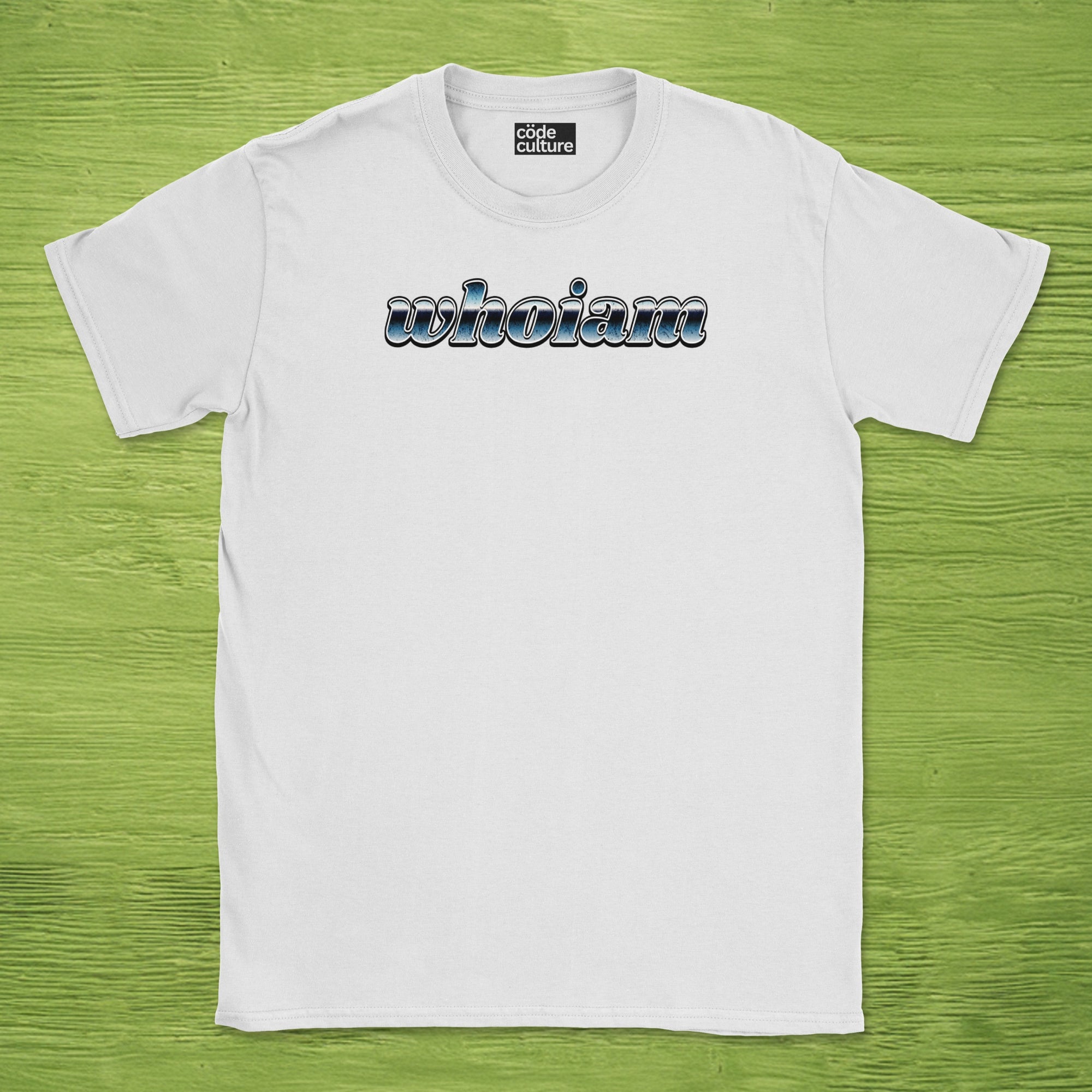 whoiam chrome text shirt