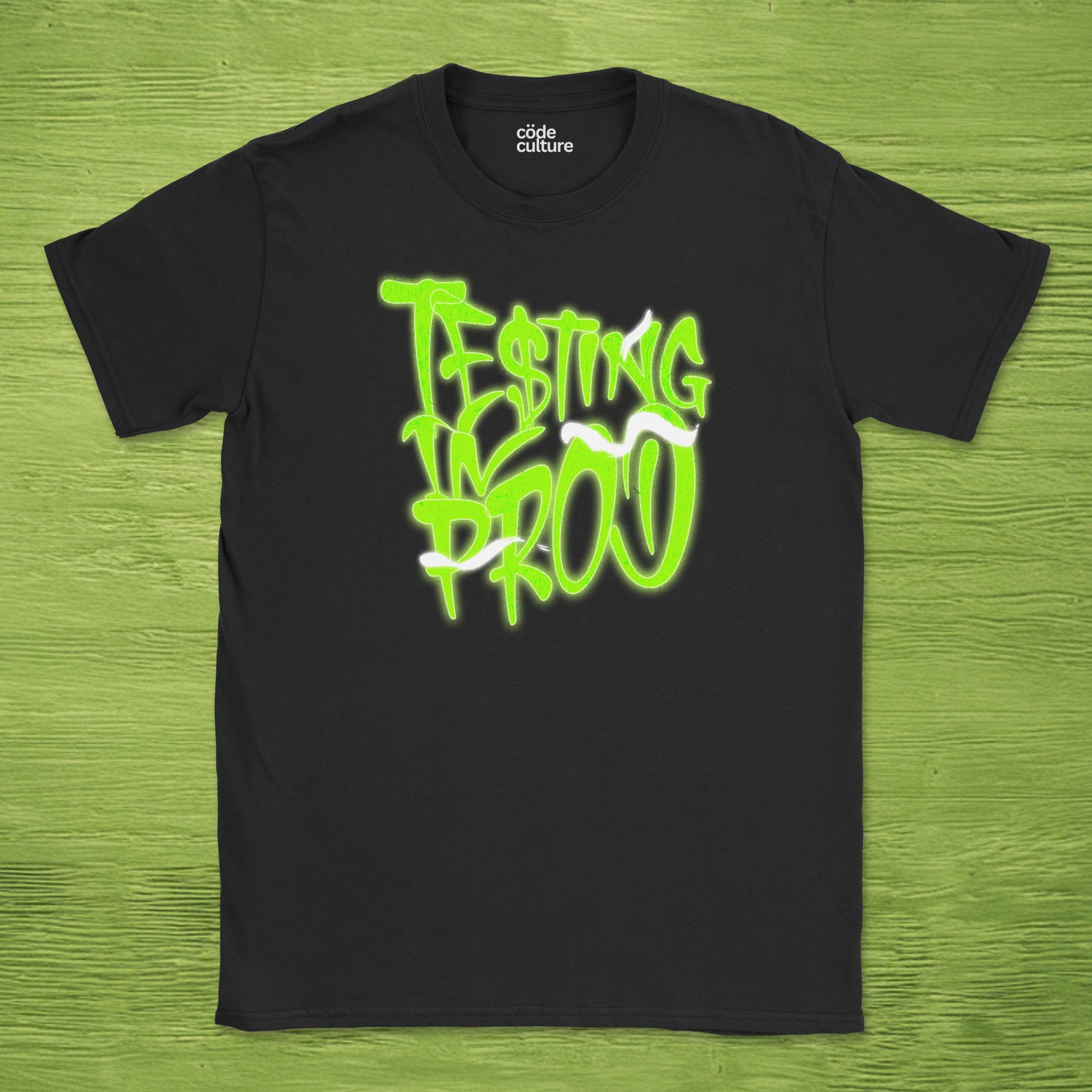 testing in prod street neon shirt