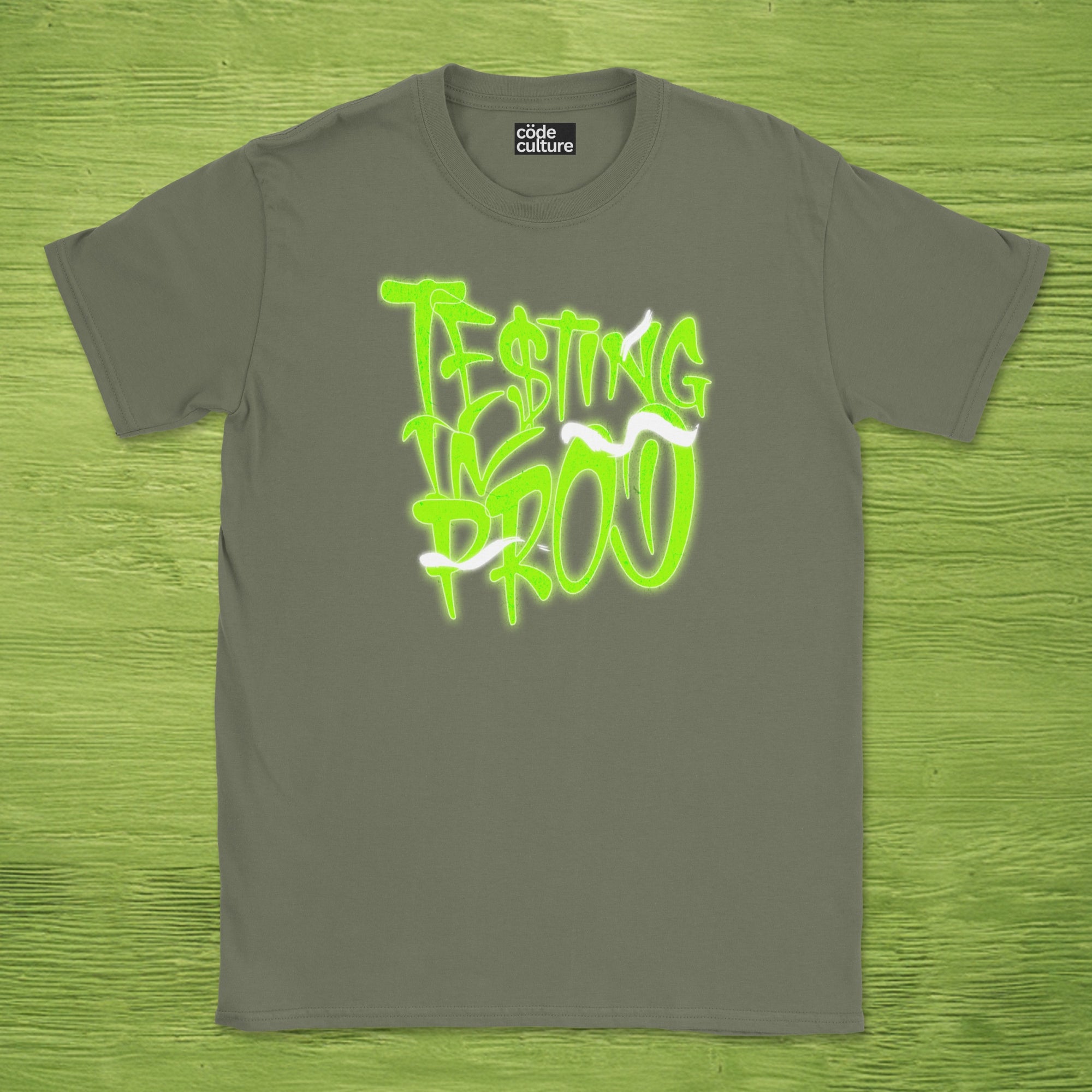 testing in prod street neon shirt