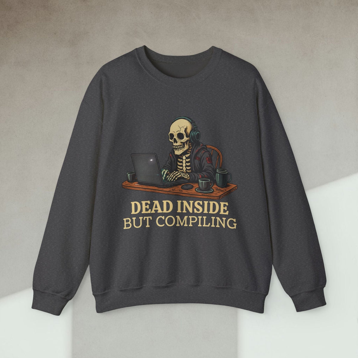 Code Culture dead inside but compiling sweatshirt funny programmer Sweatshirt in S — Code Culture developer clothing