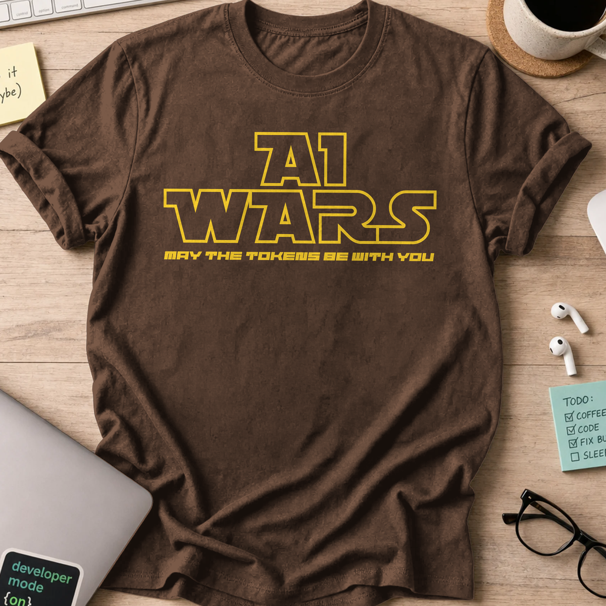 AI Wars May The Tokens Be With You Shirt - Dark Chocolate