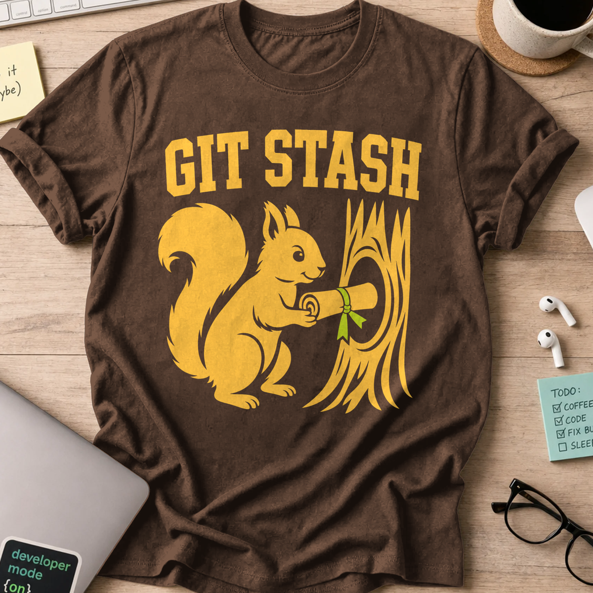 Git Stash Shirt — Dark Chocolate