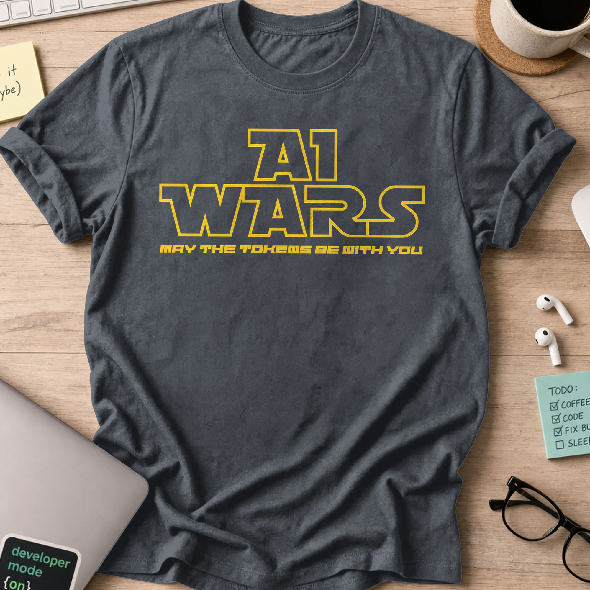 AI Wars May The Tokens Be With You Shirt - Dark Heather