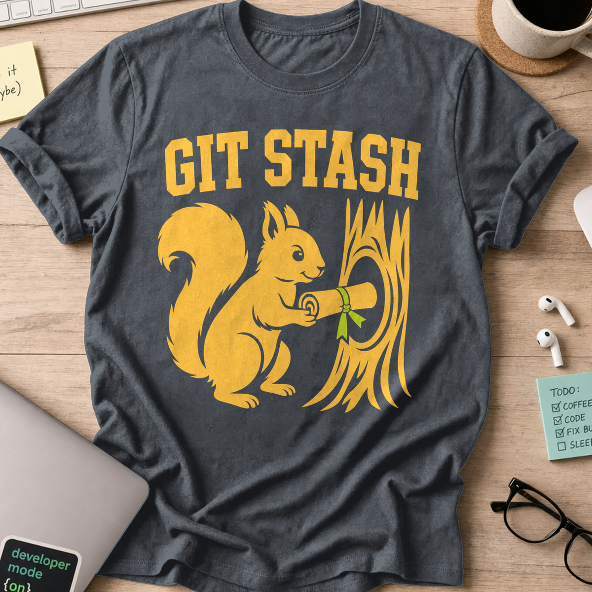 Git Stash Shirt — Dark Heather