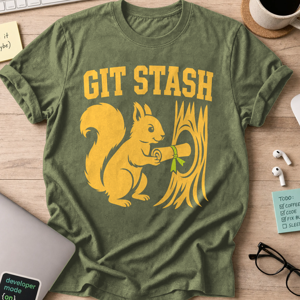 Git Stash Shirt — Military Green